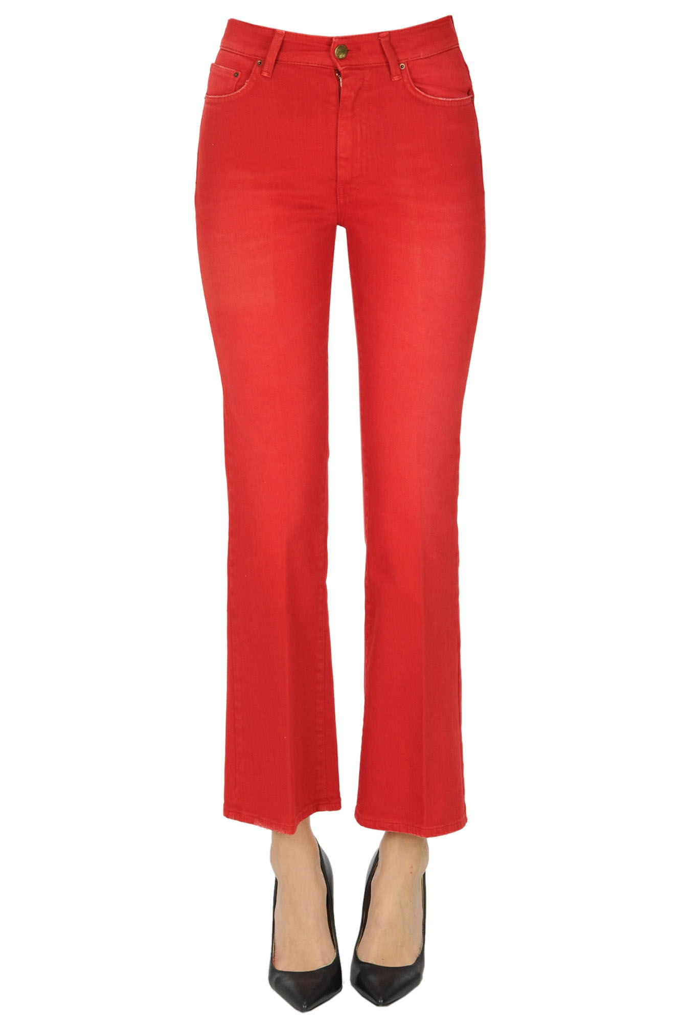 Ps. Don't Forget Me Flared Leg Jeans In Red