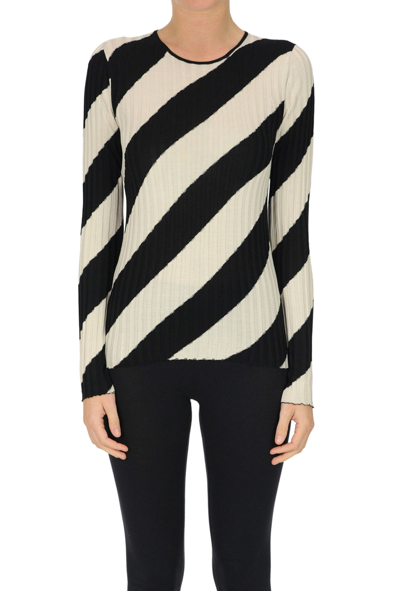 Pullover in seta a righe