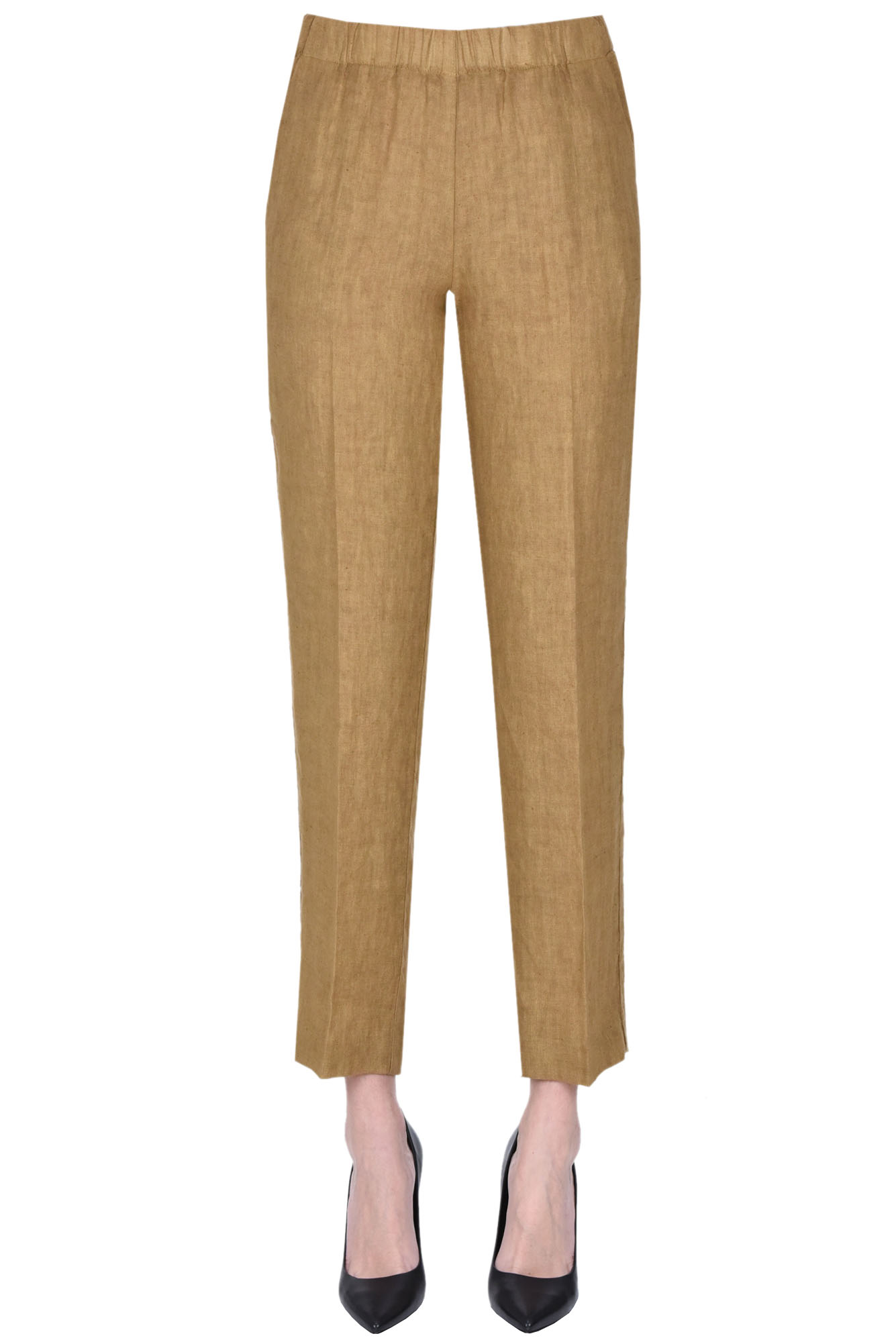 Shop Kiltie Linen Trousers In Light Brown