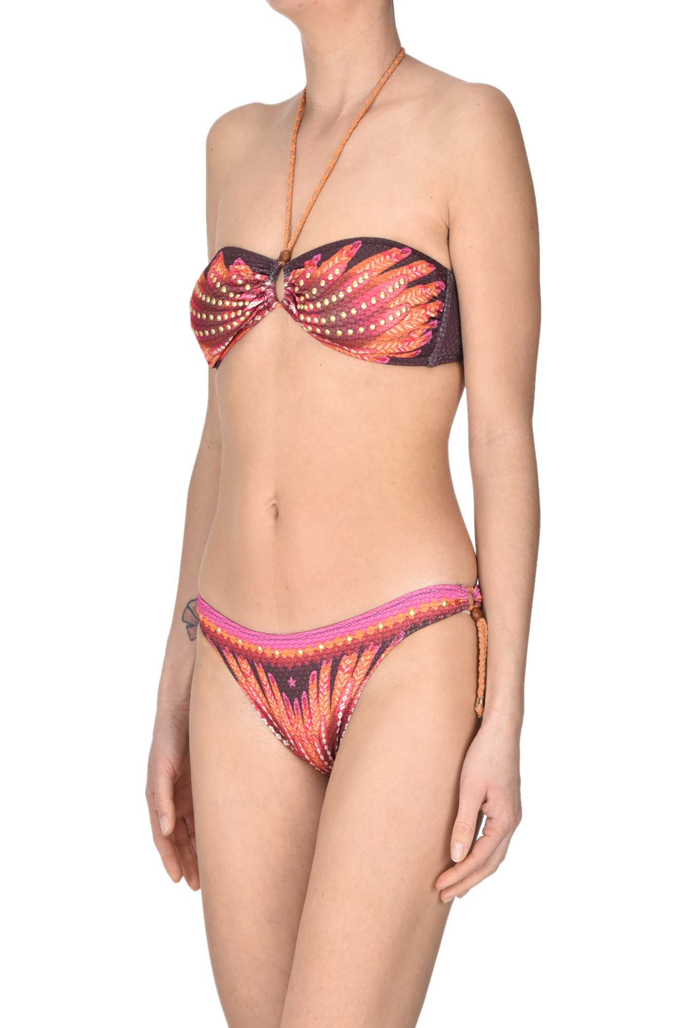 Pin Up Stars Studded Bandeau Bikini In Multicoloured