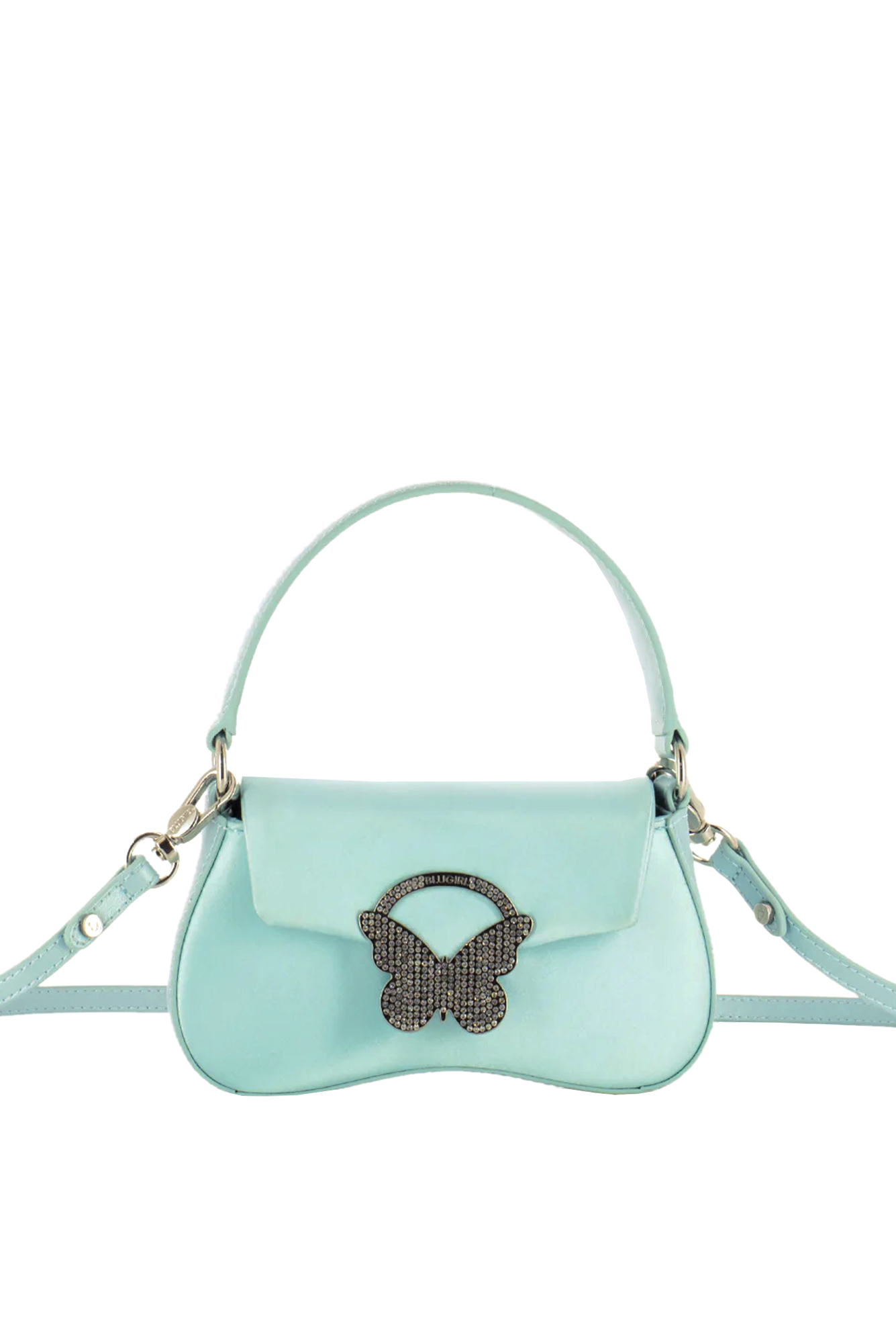 Shop Blugirl Satin Mini Crossbody Bag In Aquamarine