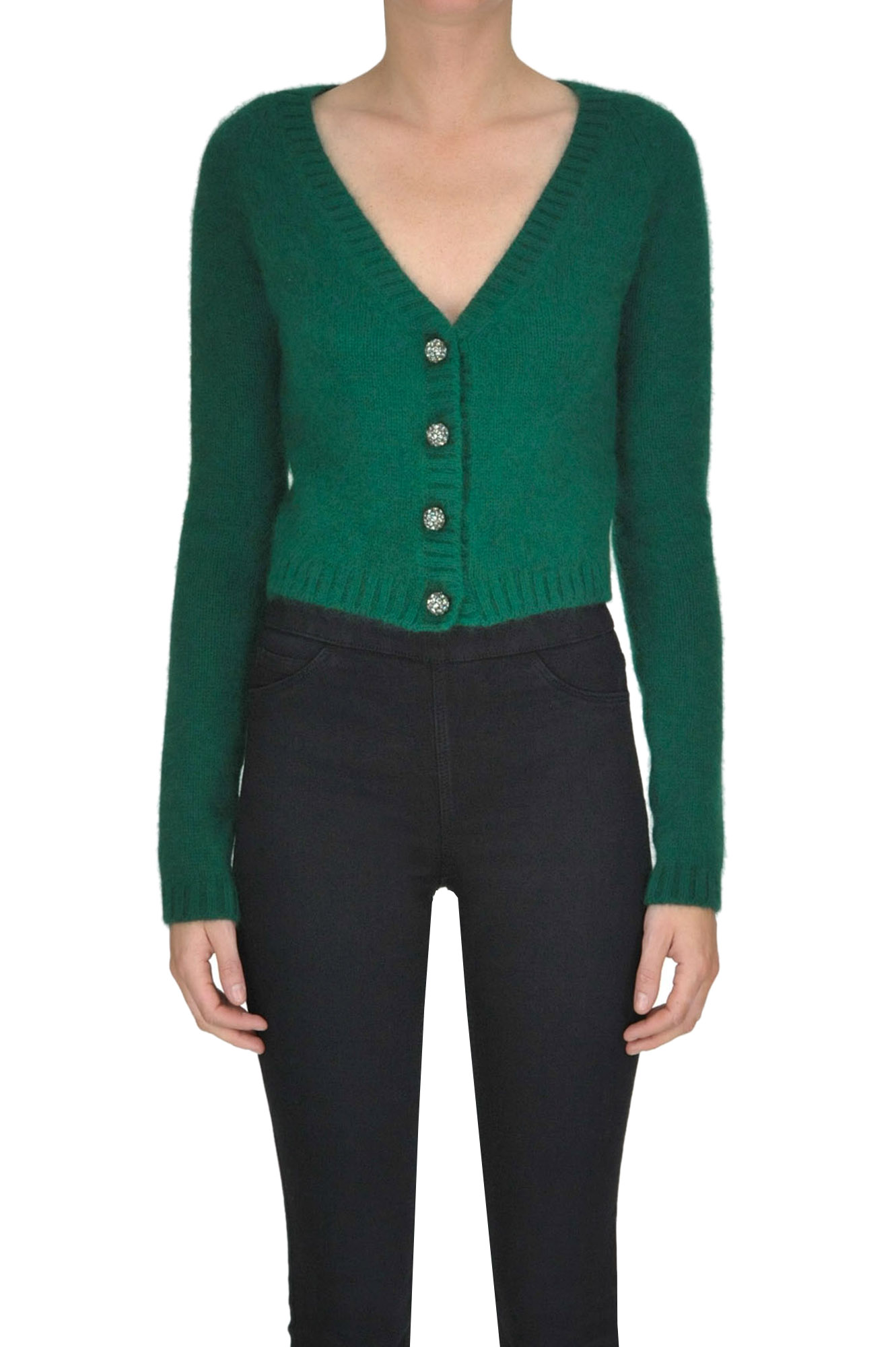 dark green cropped cardigan