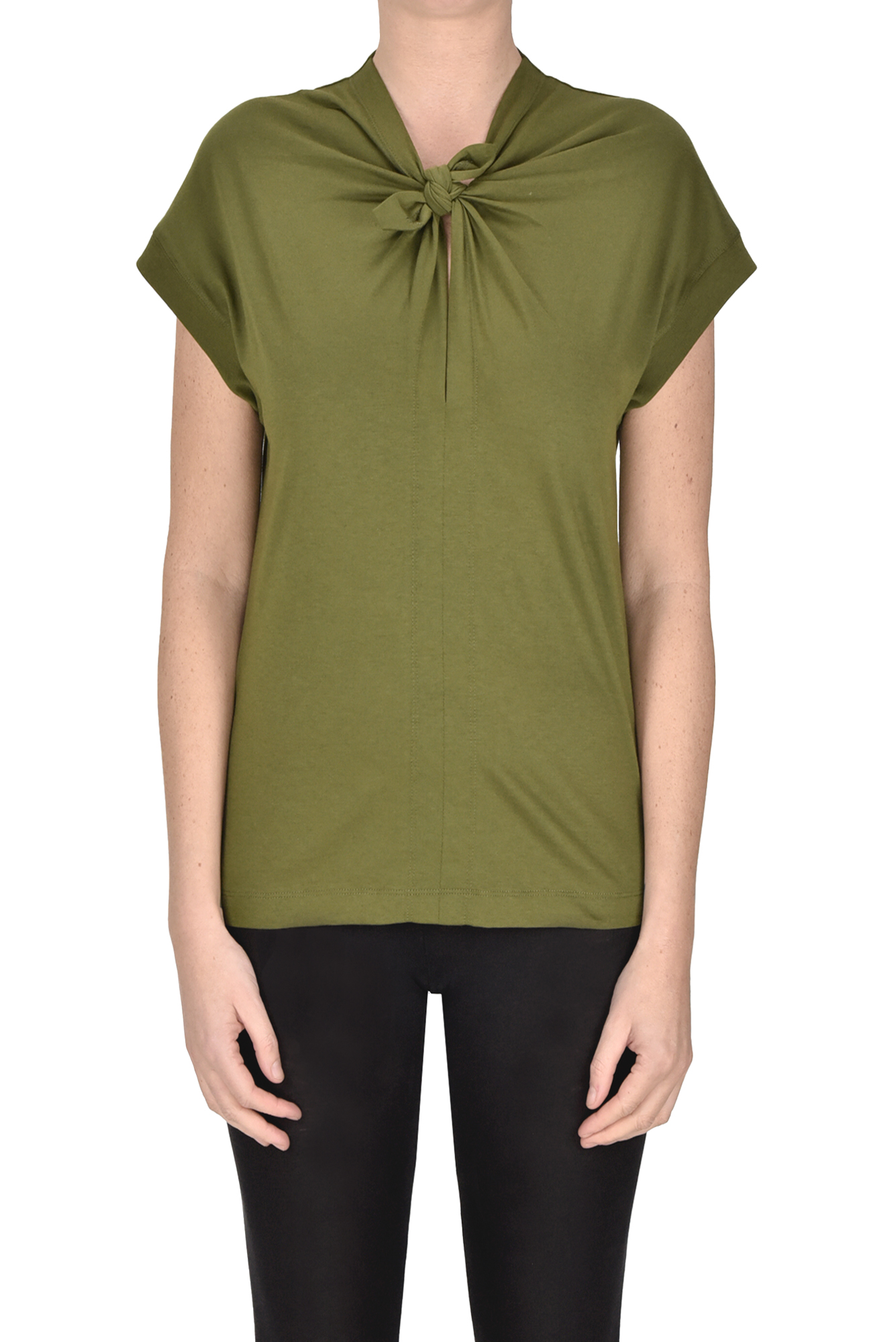 Shop N°21 Knot T-shirt In Olive Green
