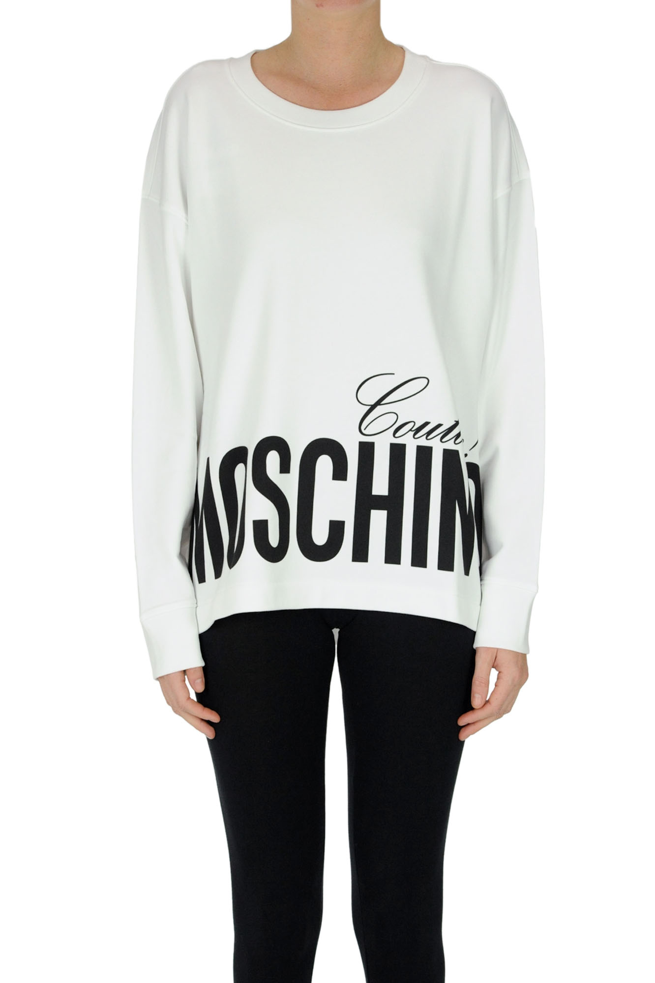 Moschino Couture Maxi Designer Logo Sweatshirt In White
