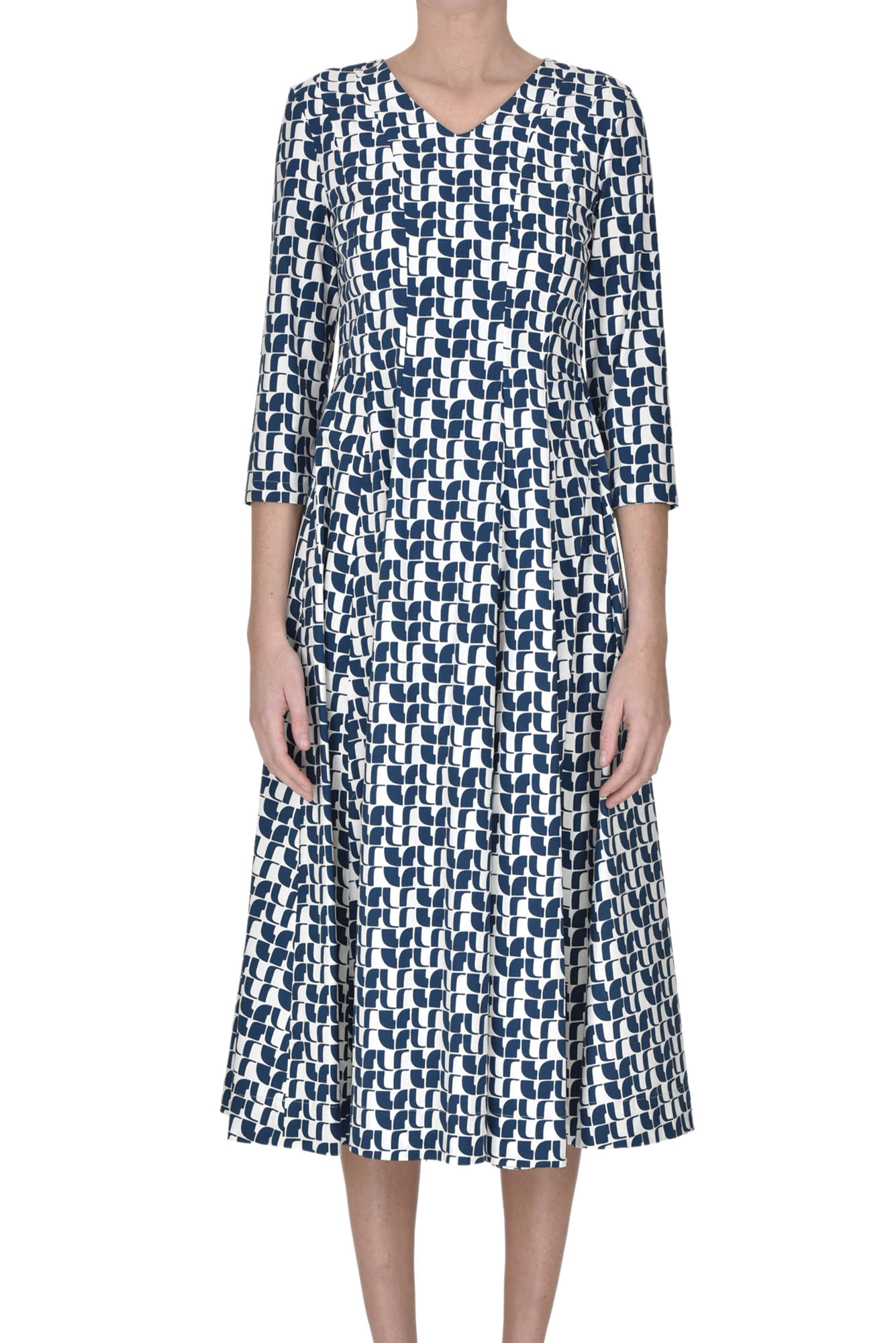 Lucia printed cotton midi dress in blue - S Max Mara