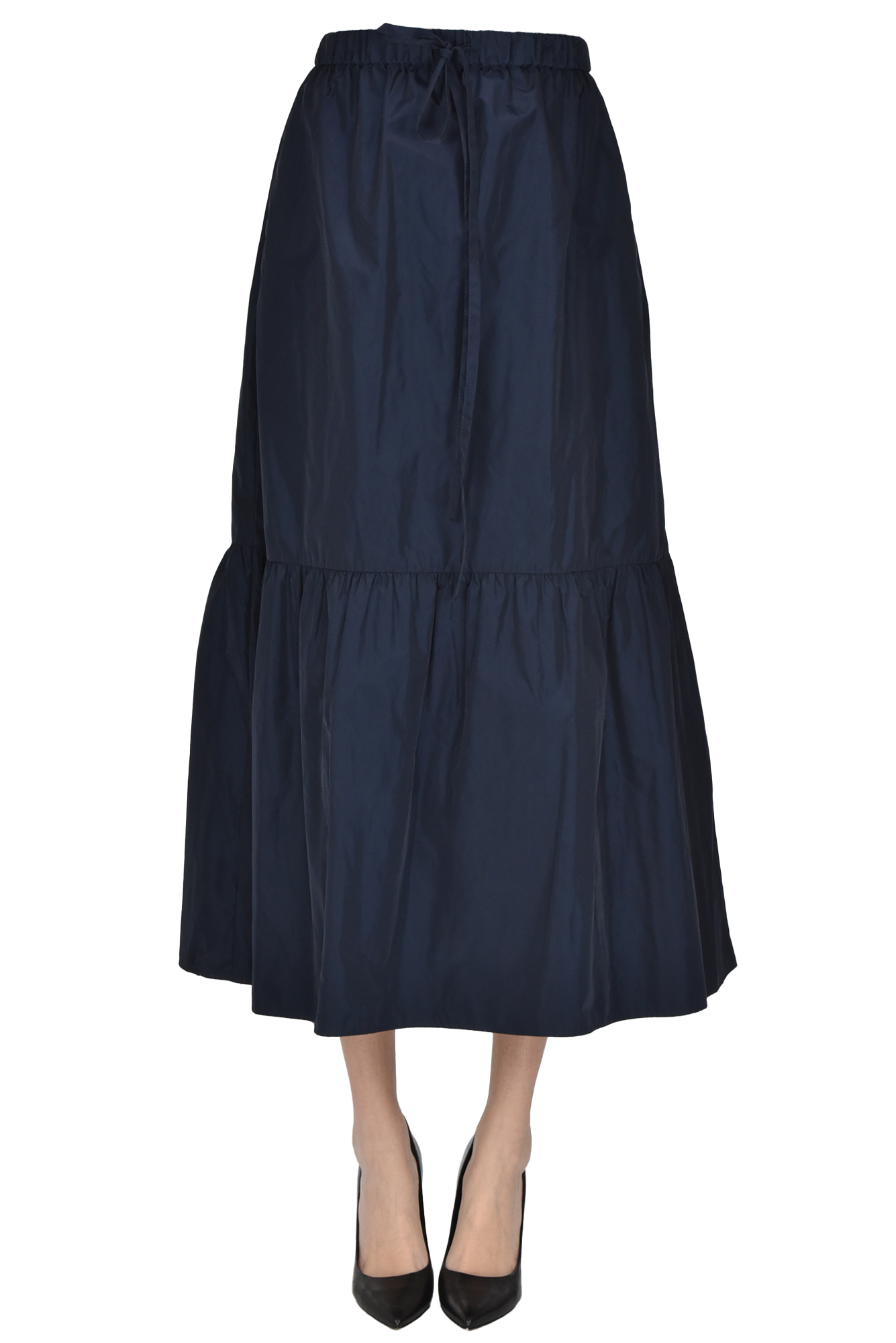 Aspesi Taffetà Wide Skirt In Navy Blue