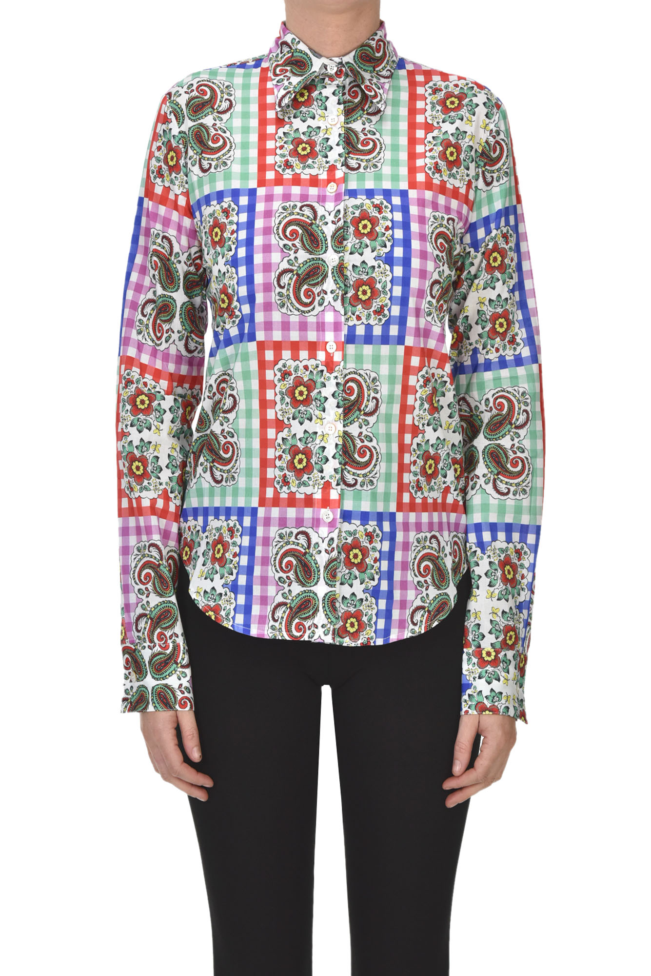 Virna Milano Printed Cotton Shirt In Multicoloured