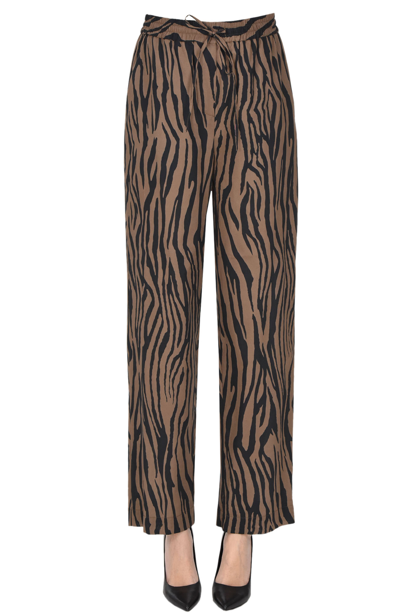 Shop Nude Animal Print Trousers In Brown