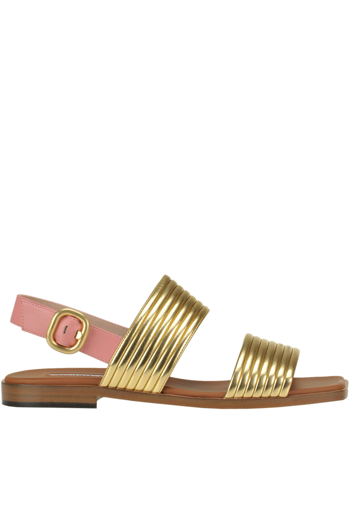 Metallic effect leather sandals