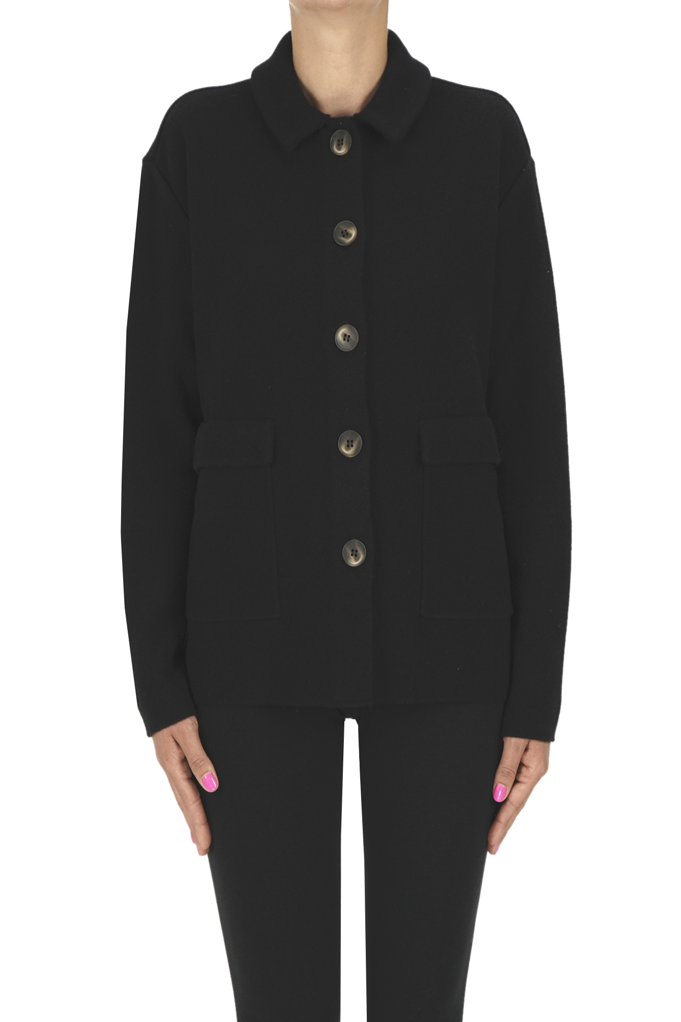 Base Milano Knitted Cardigan Jacket In Black