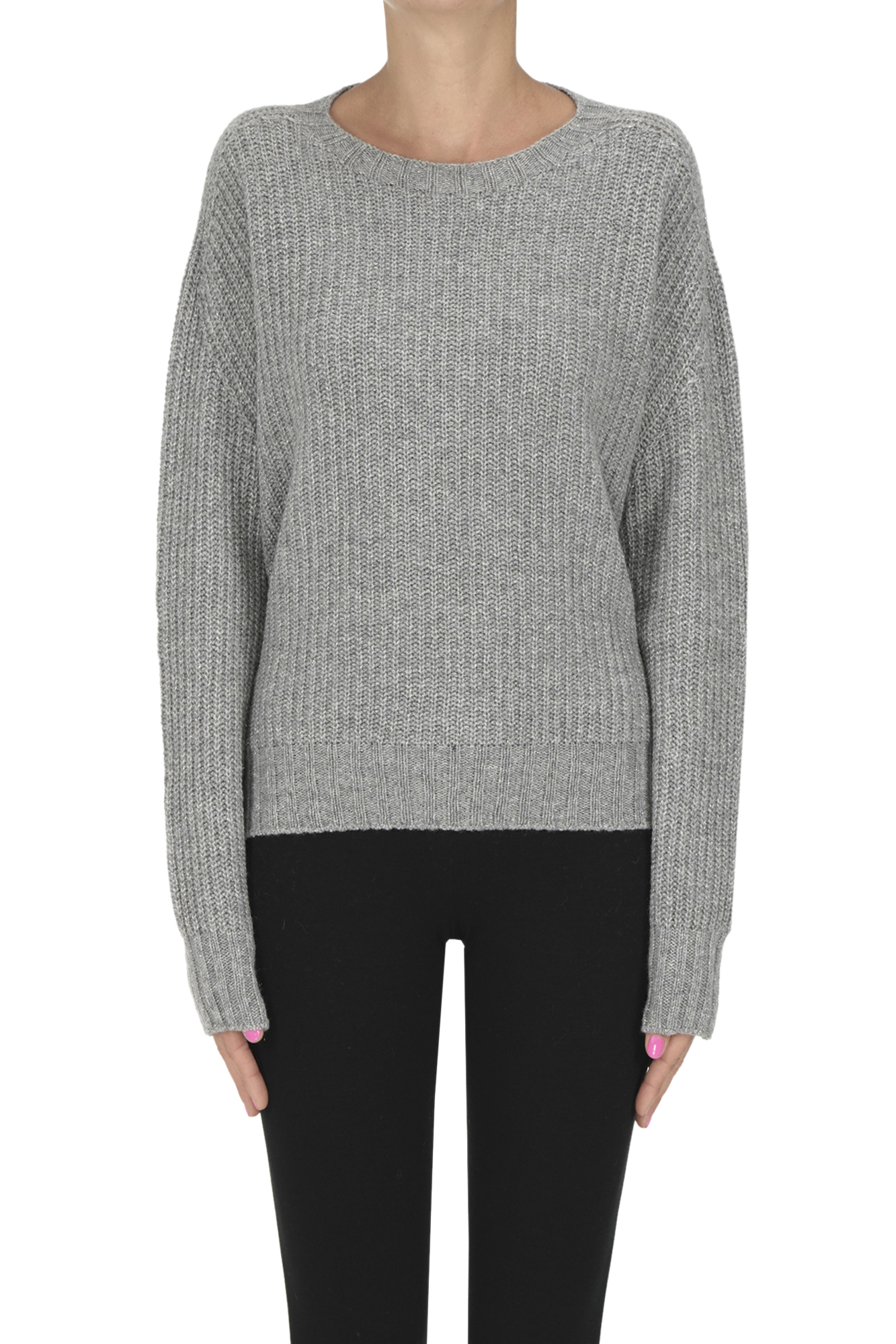 Oliver Lattughi Woven Knit Pullover With Lurex In Gray