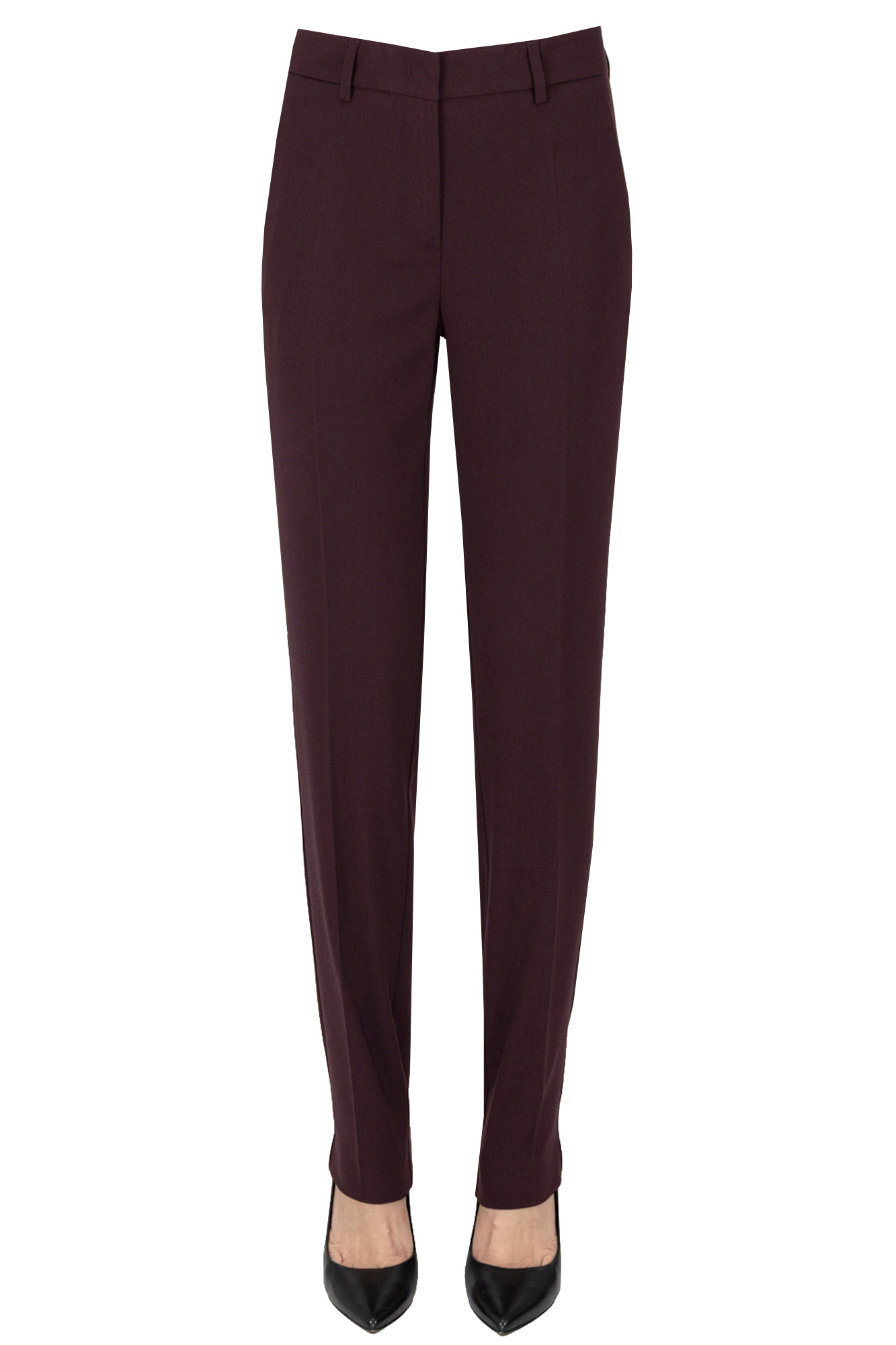 No Name Straigth Leg Trousers In Bordeaux