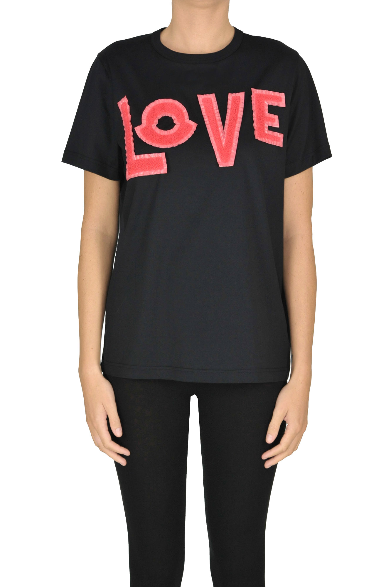Moncler 'love' T-shirt In Black