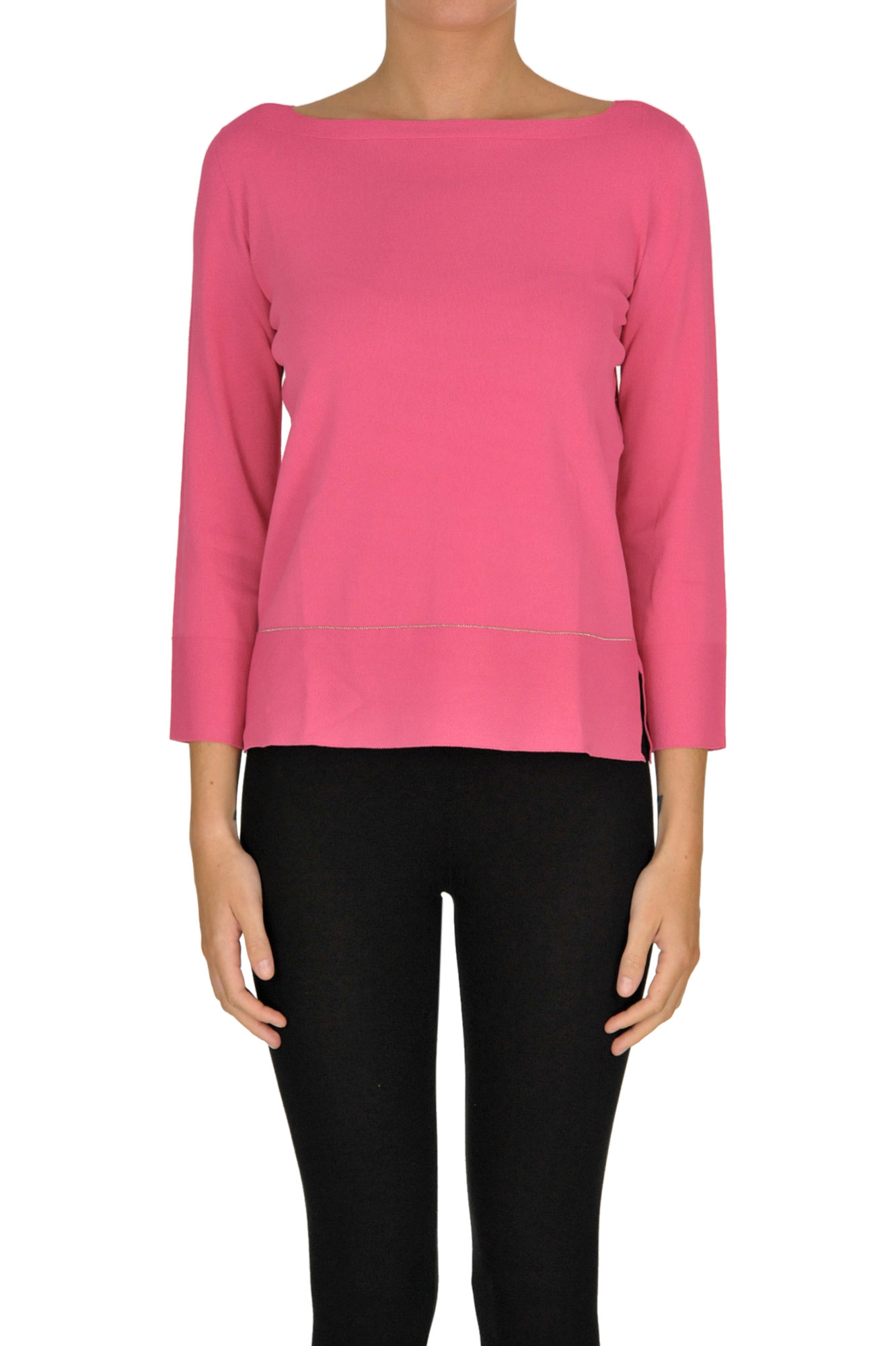 D-exterior Viscose-blend Pullover In Shocking Pink