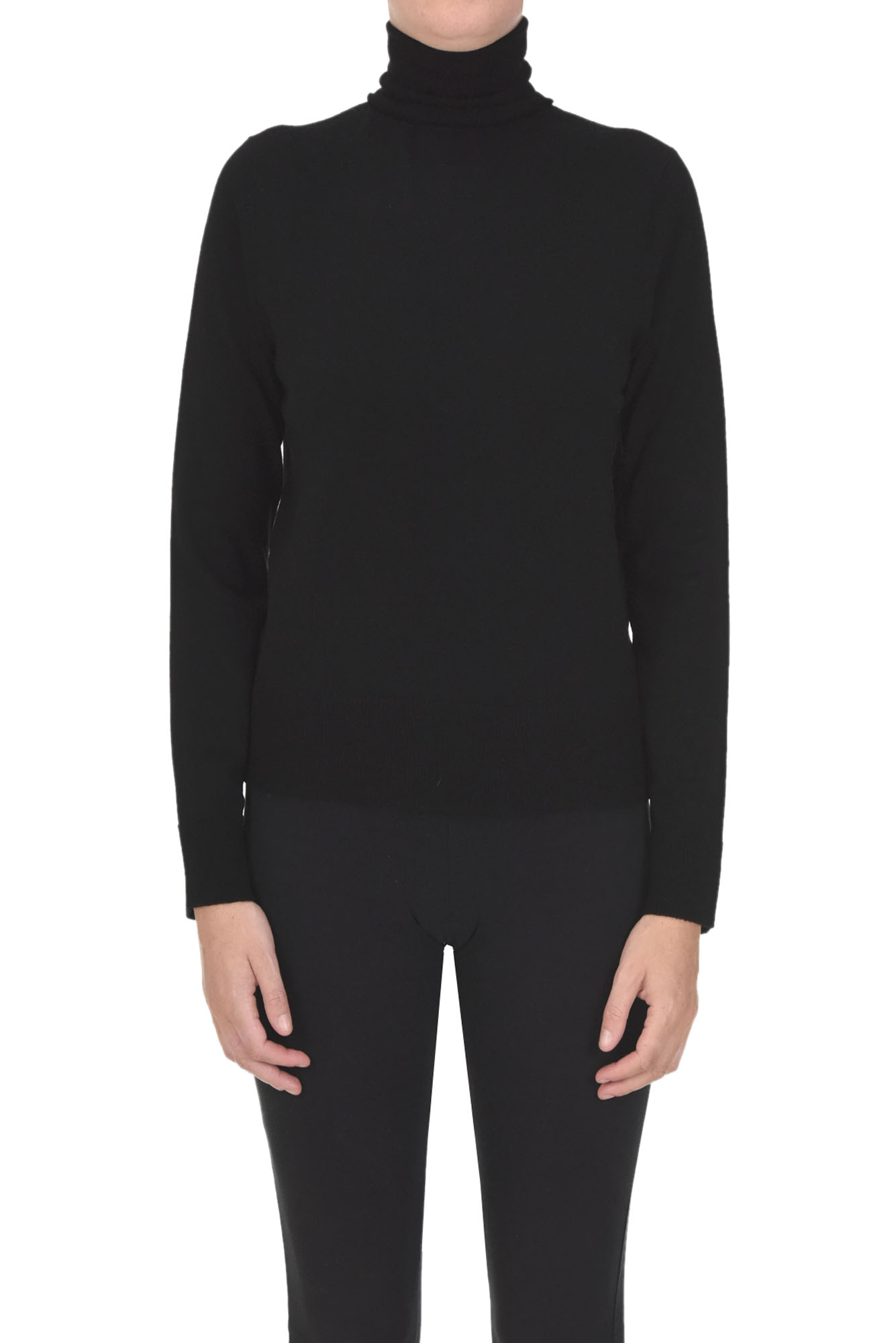Aragona Extrafine Knit Turtleneck Pullover In Black