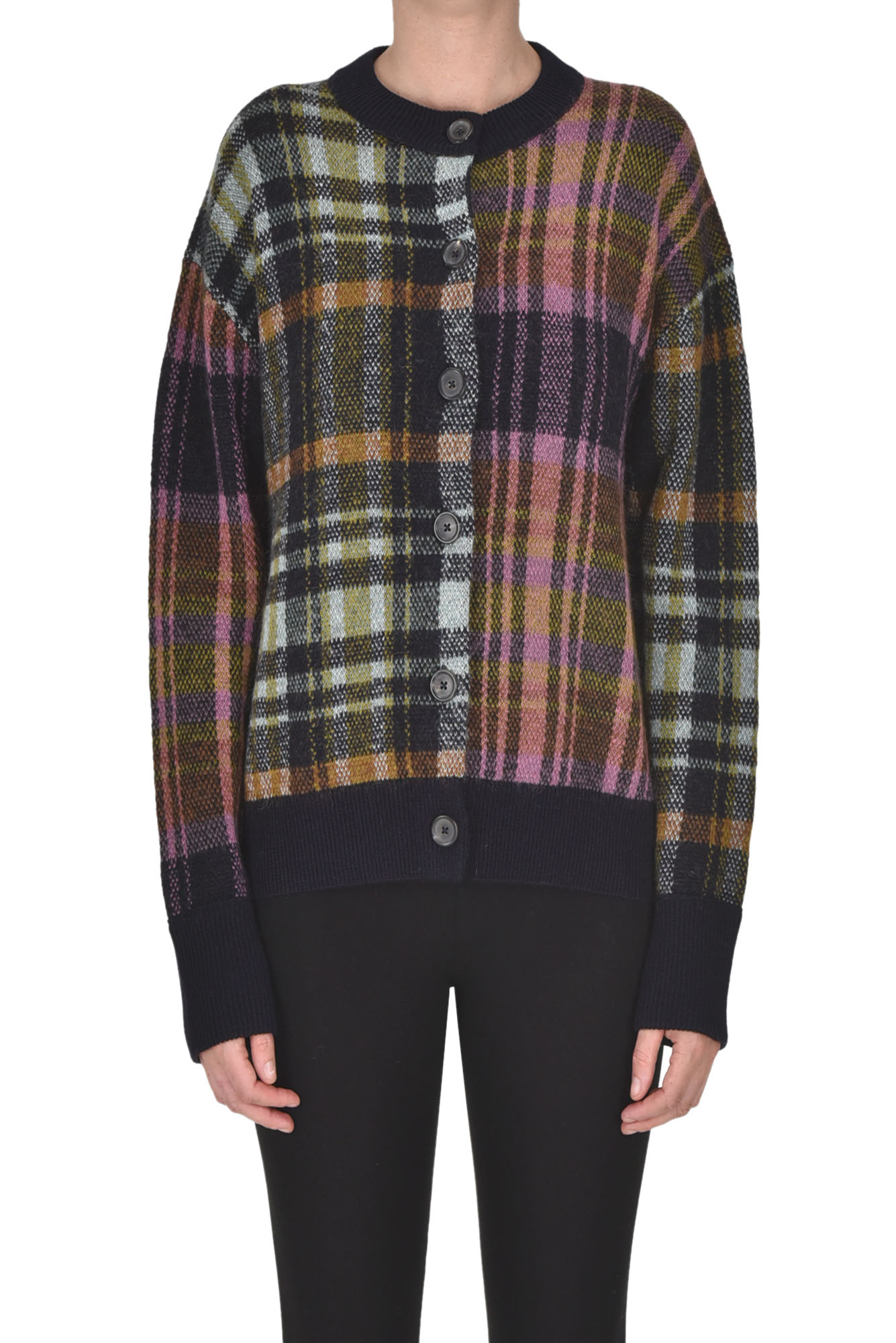 PS BY PAUL SMITH CHECKED PRINT CARDIGAN
