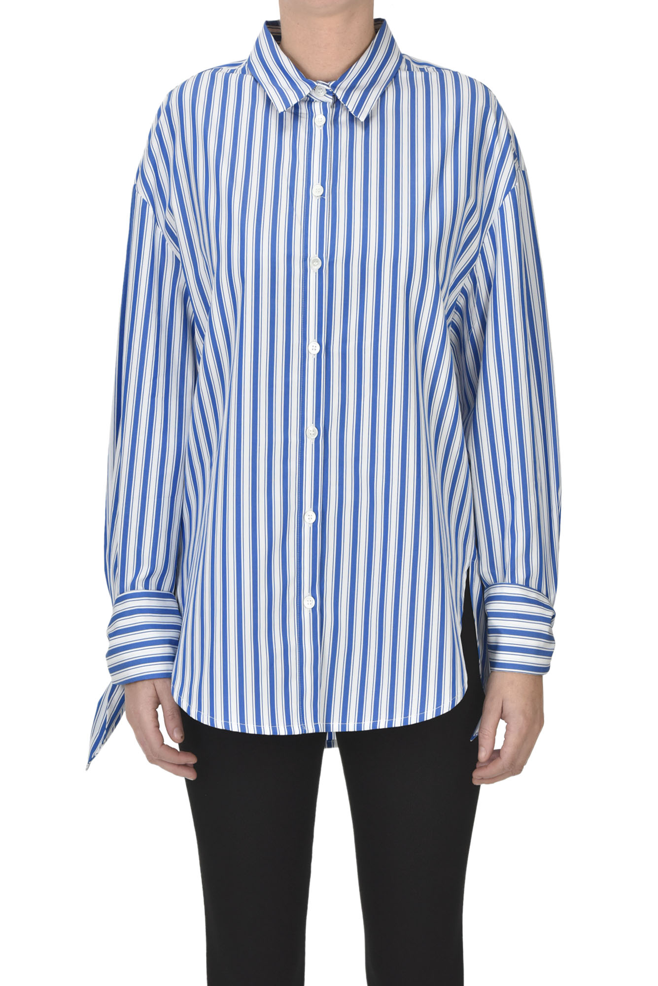 Pdr Phisique Du Role Oversized Striped Shirt In Blue