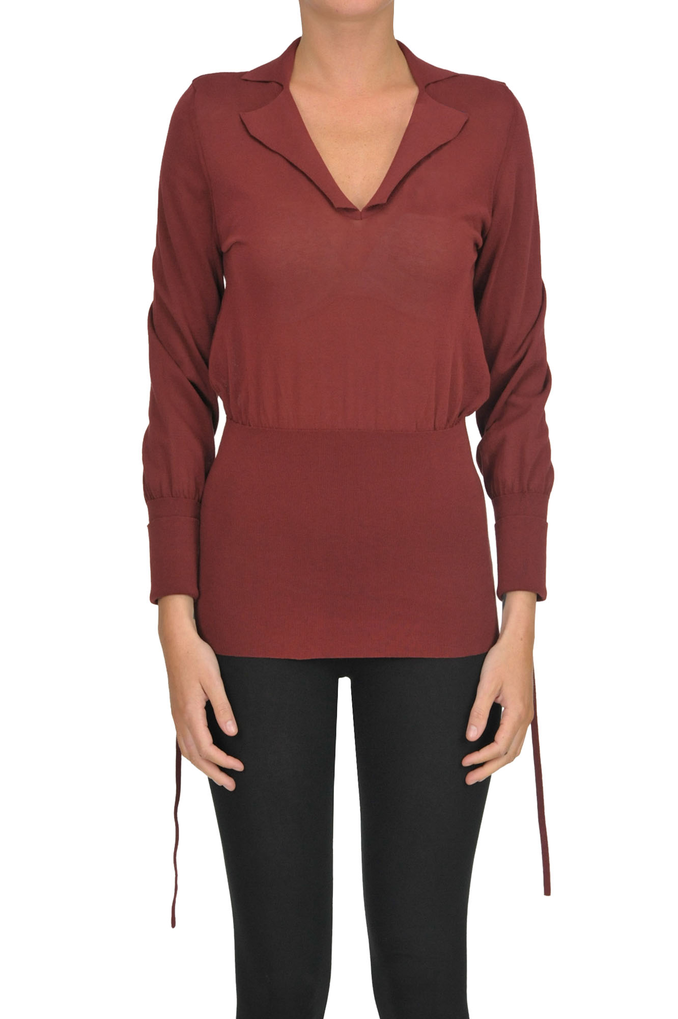 Jacquemus Cotton Blouse In Brick Red