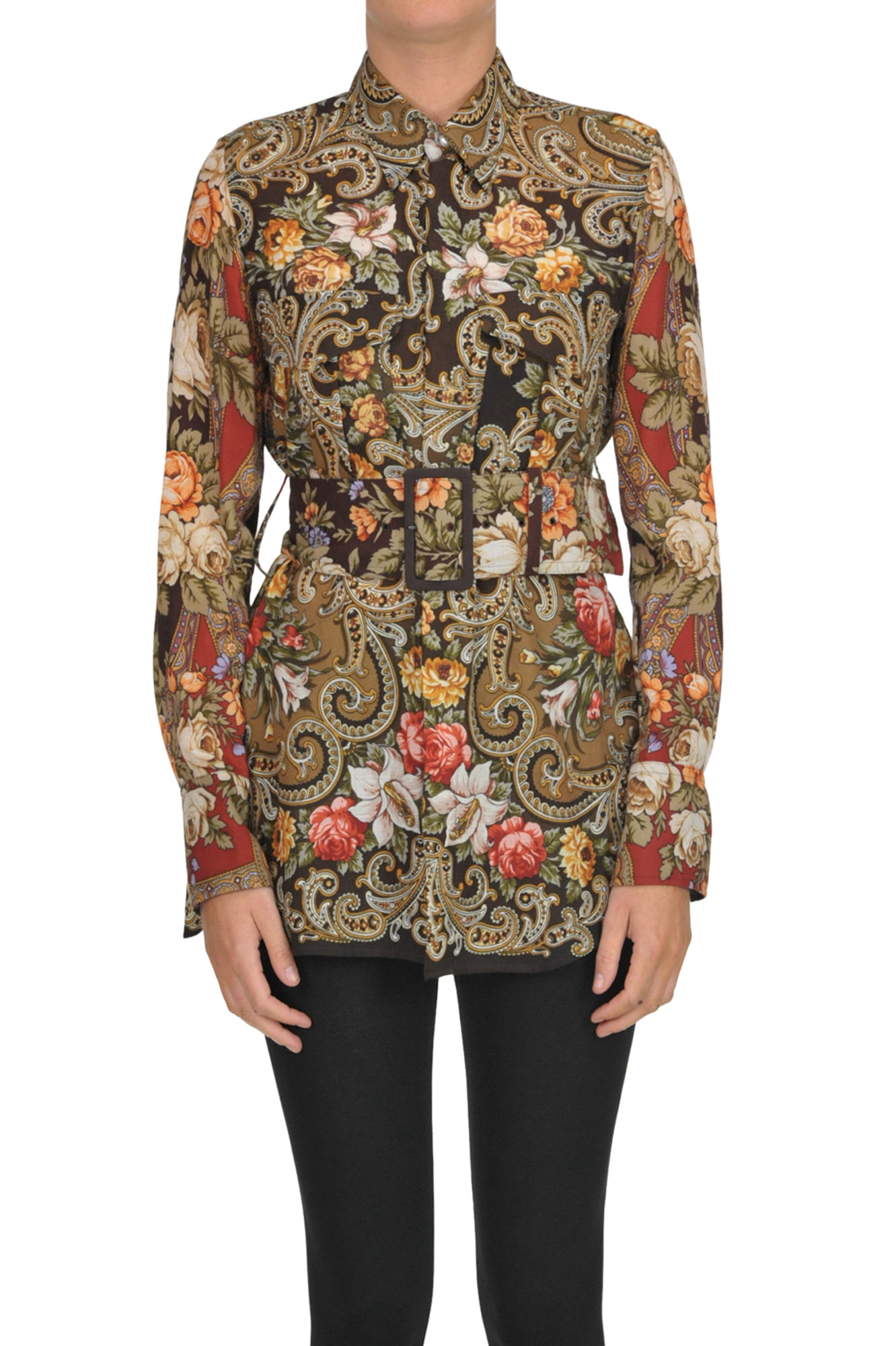 Y's Flower Print Wool Shirt In Multicoloured
