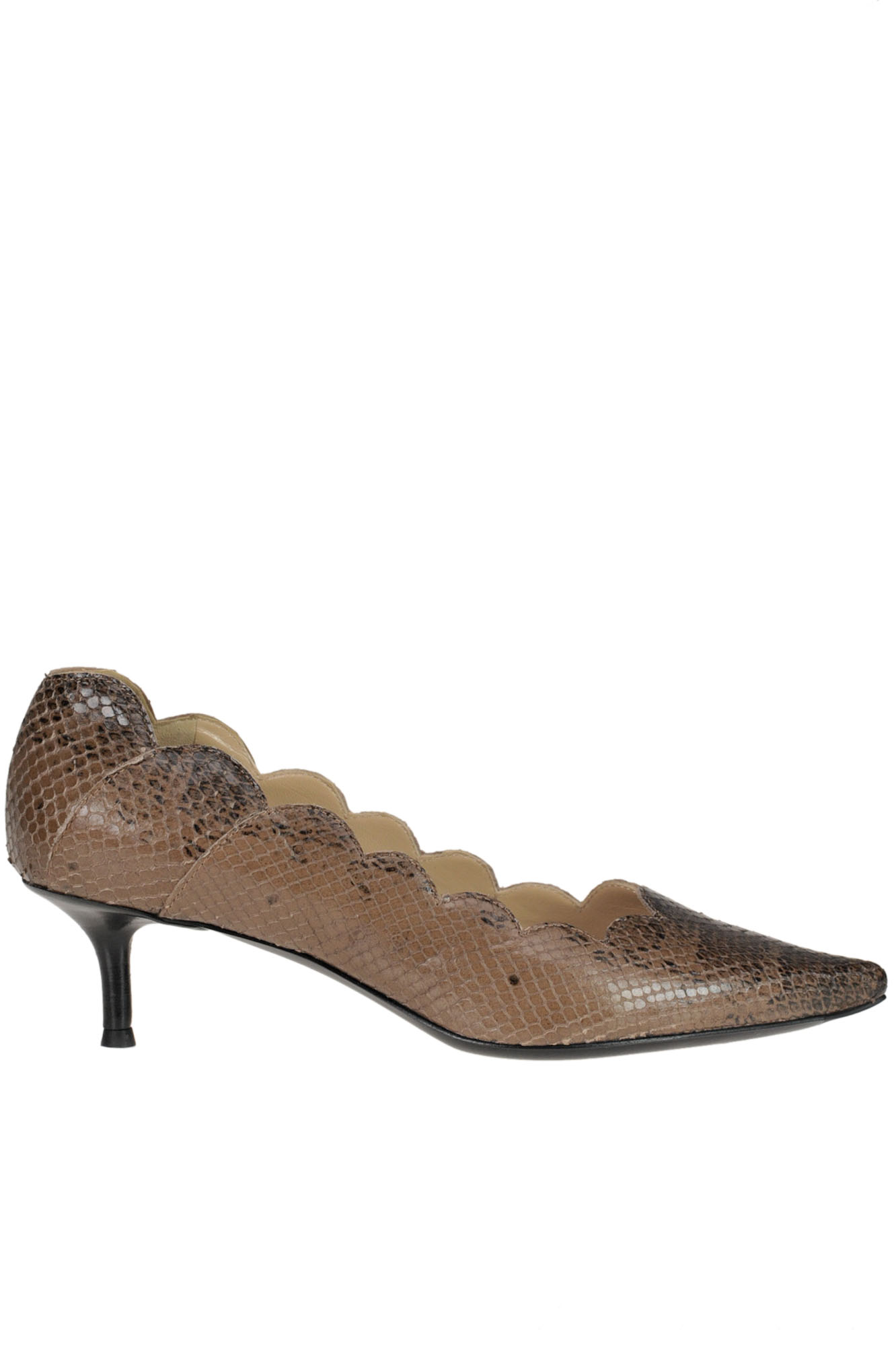 Chloé Reptile Print Leather Pumps In Light Brown