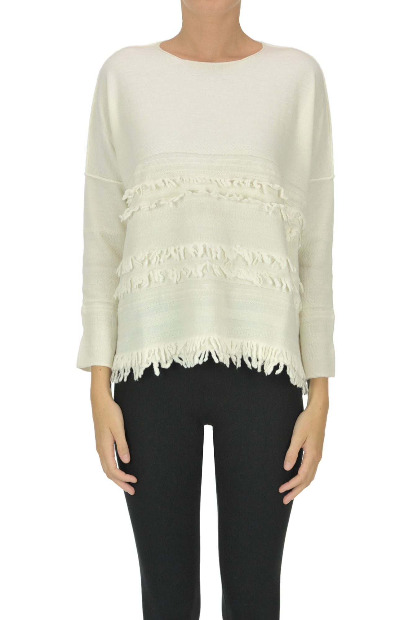 ARCHIVIO B MERINOS WOOL PULLOVER WITH FRINGES