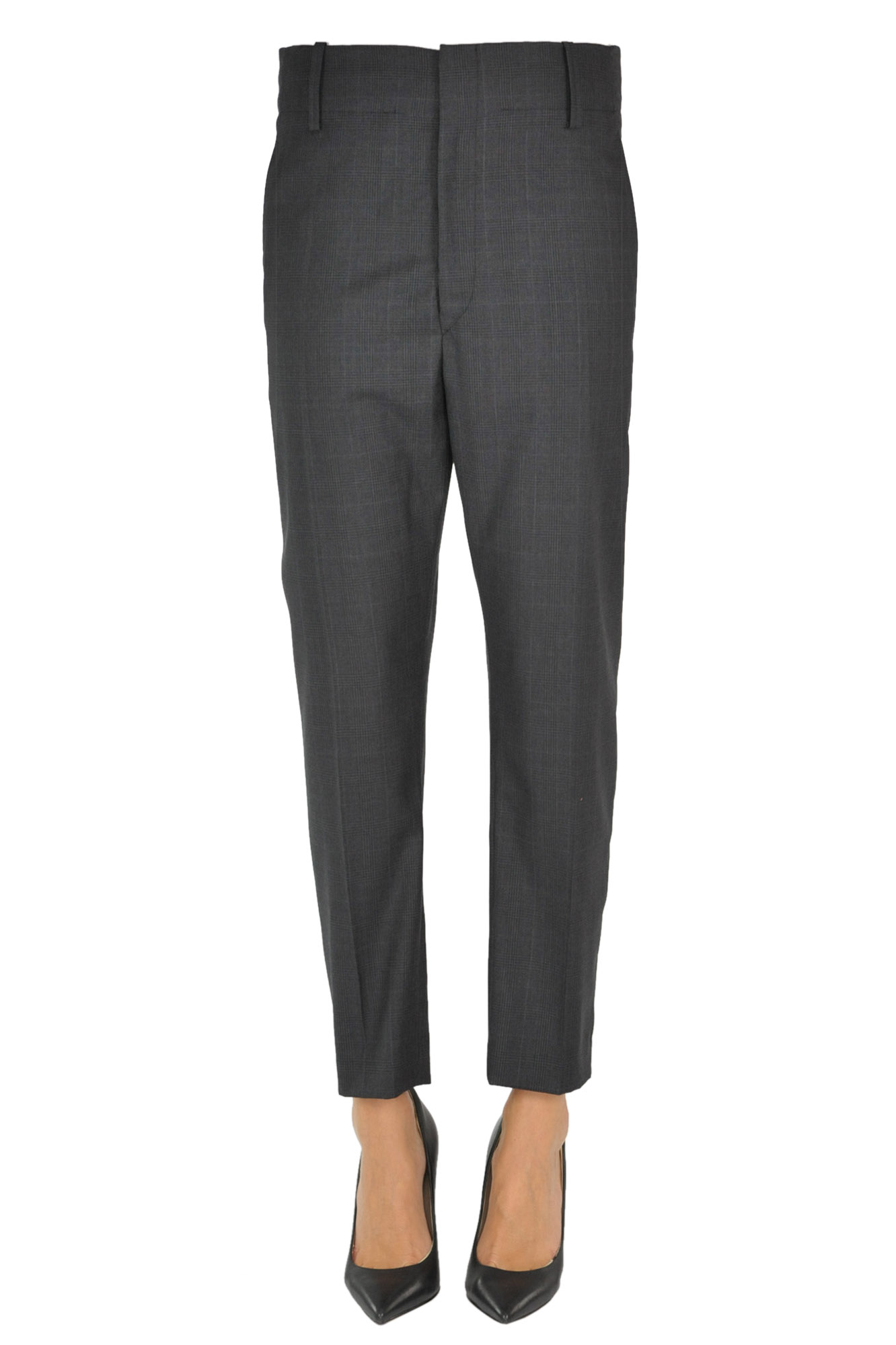 Isabel Marant Prince Of Wales Print Trousers In Charcoal