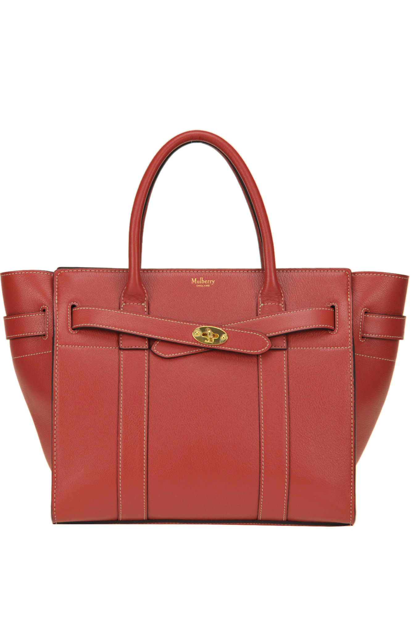 Mulberry Zipped Bayswater Leather Bag In Fire Red