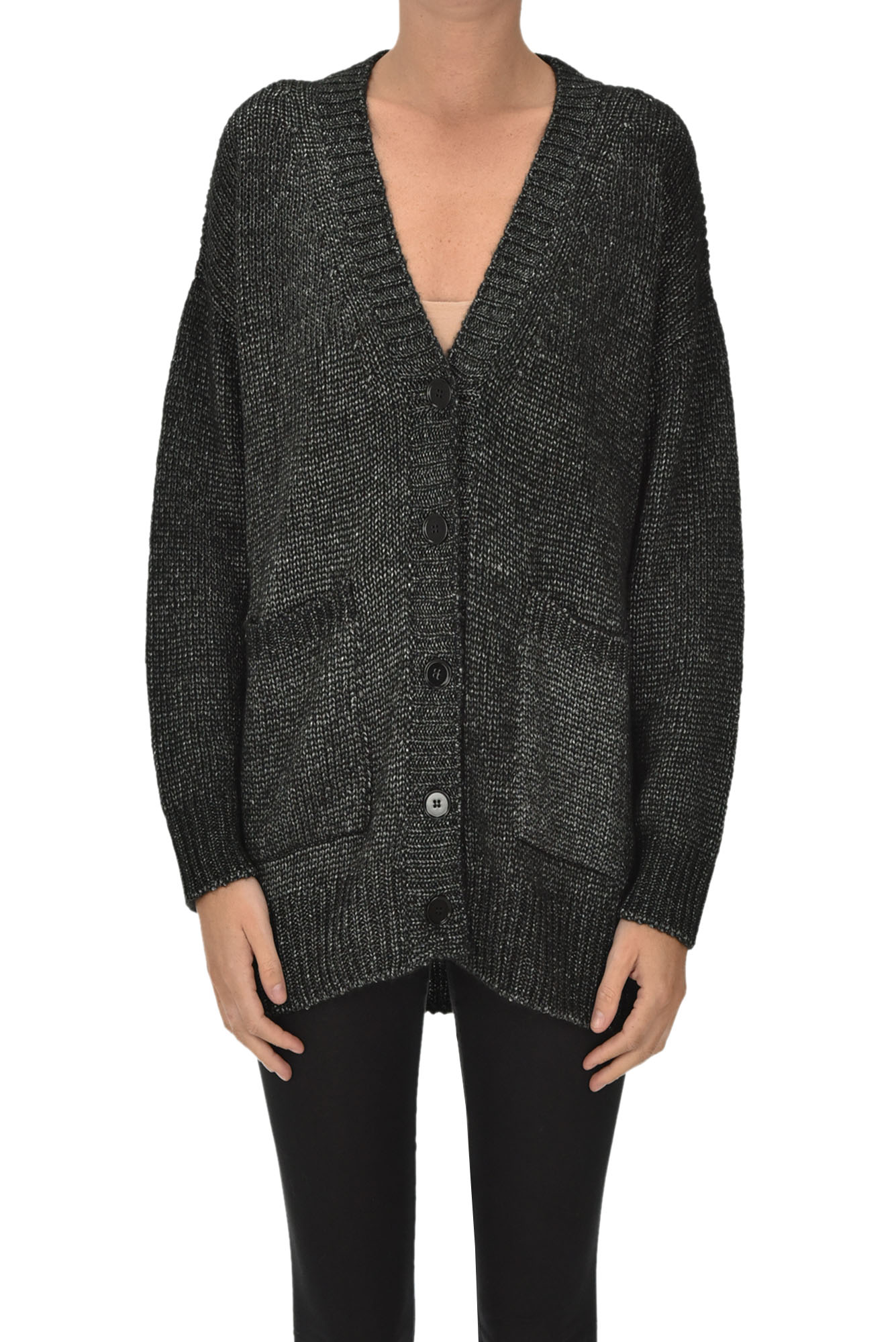 Cardigan in maglia metallizzata