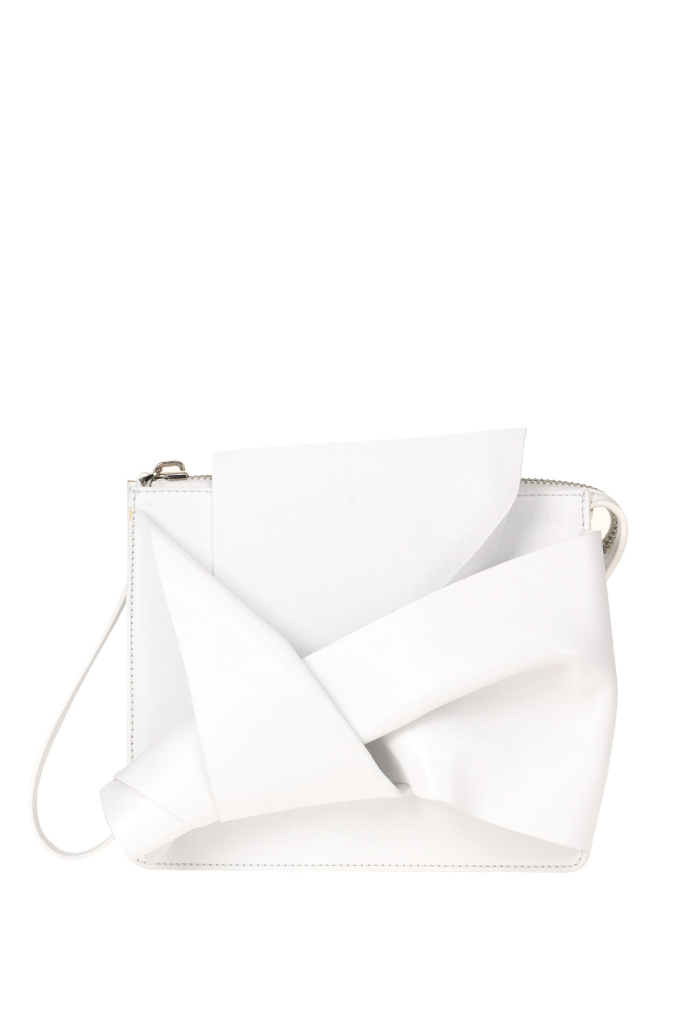 N°21 Maxi Knot Leather Clutch In White