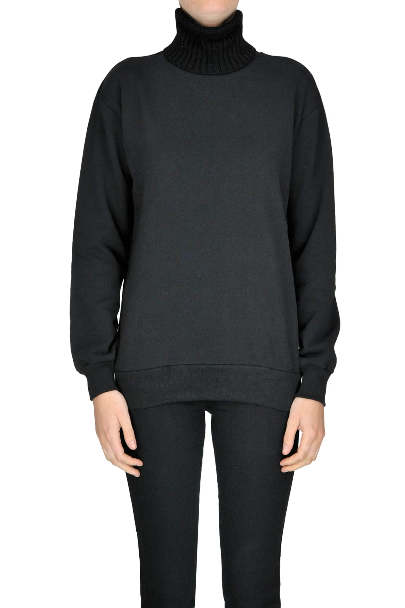 Dries Van Noten Turtleneck Cotton Sweatshirt In Black
