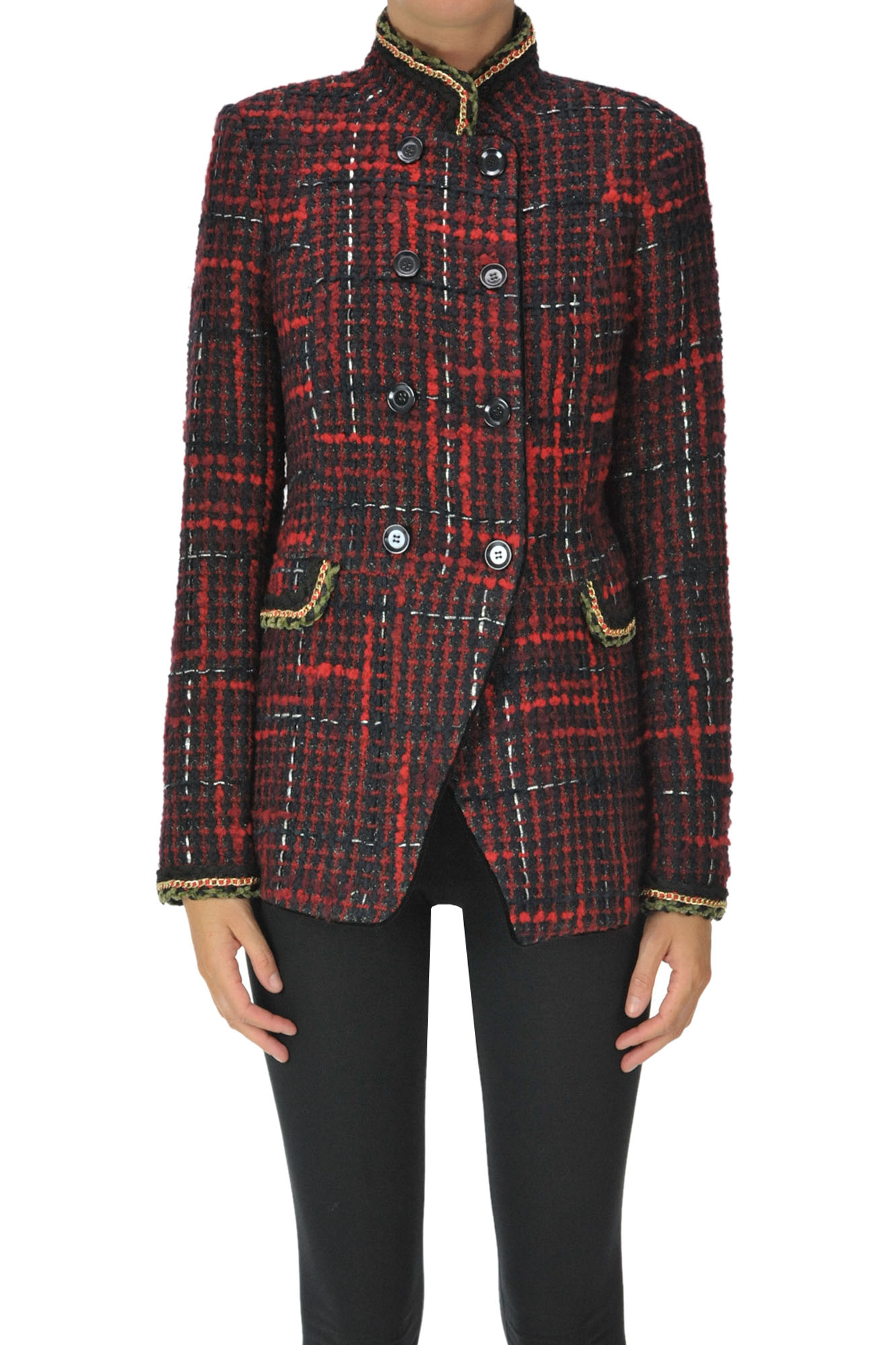 Mason's Double-breasted Buckle Jacket In Fire Red