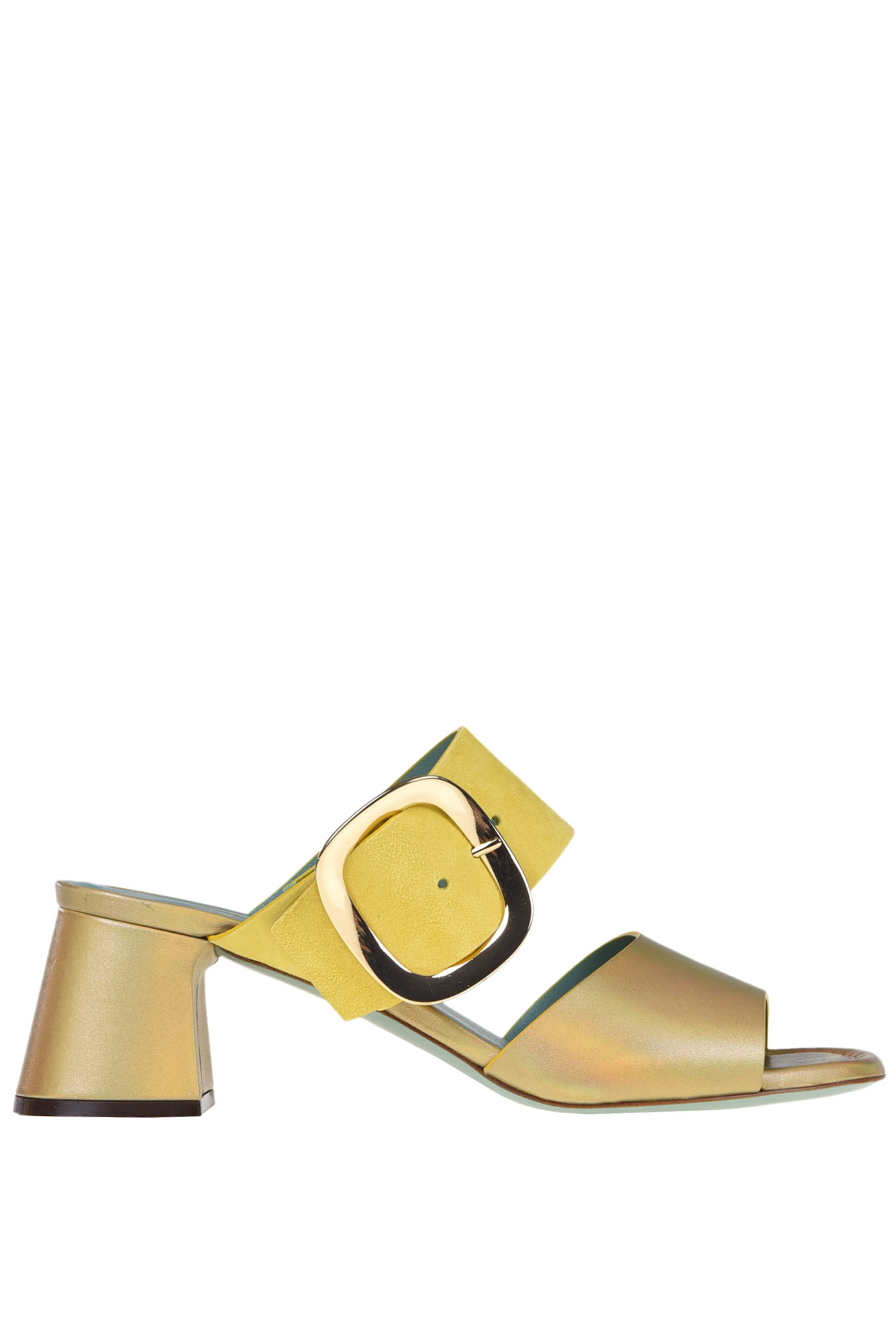 Shop Paola D'arcano Leather And Suede Mules In Yellow