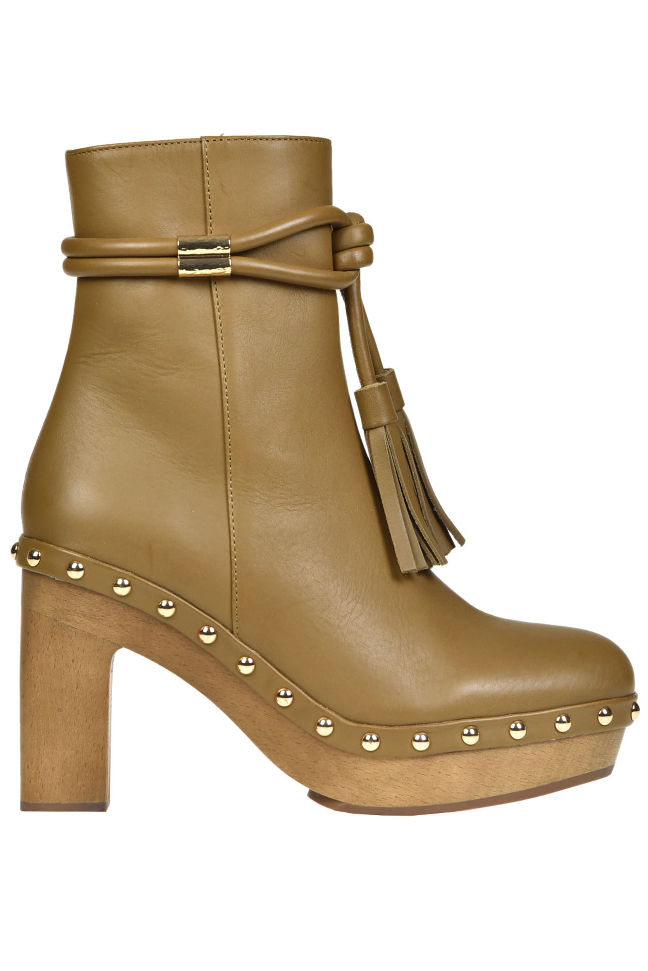 Ulla Johnson Noah Leather Tassel Ankle Boot In Kaki