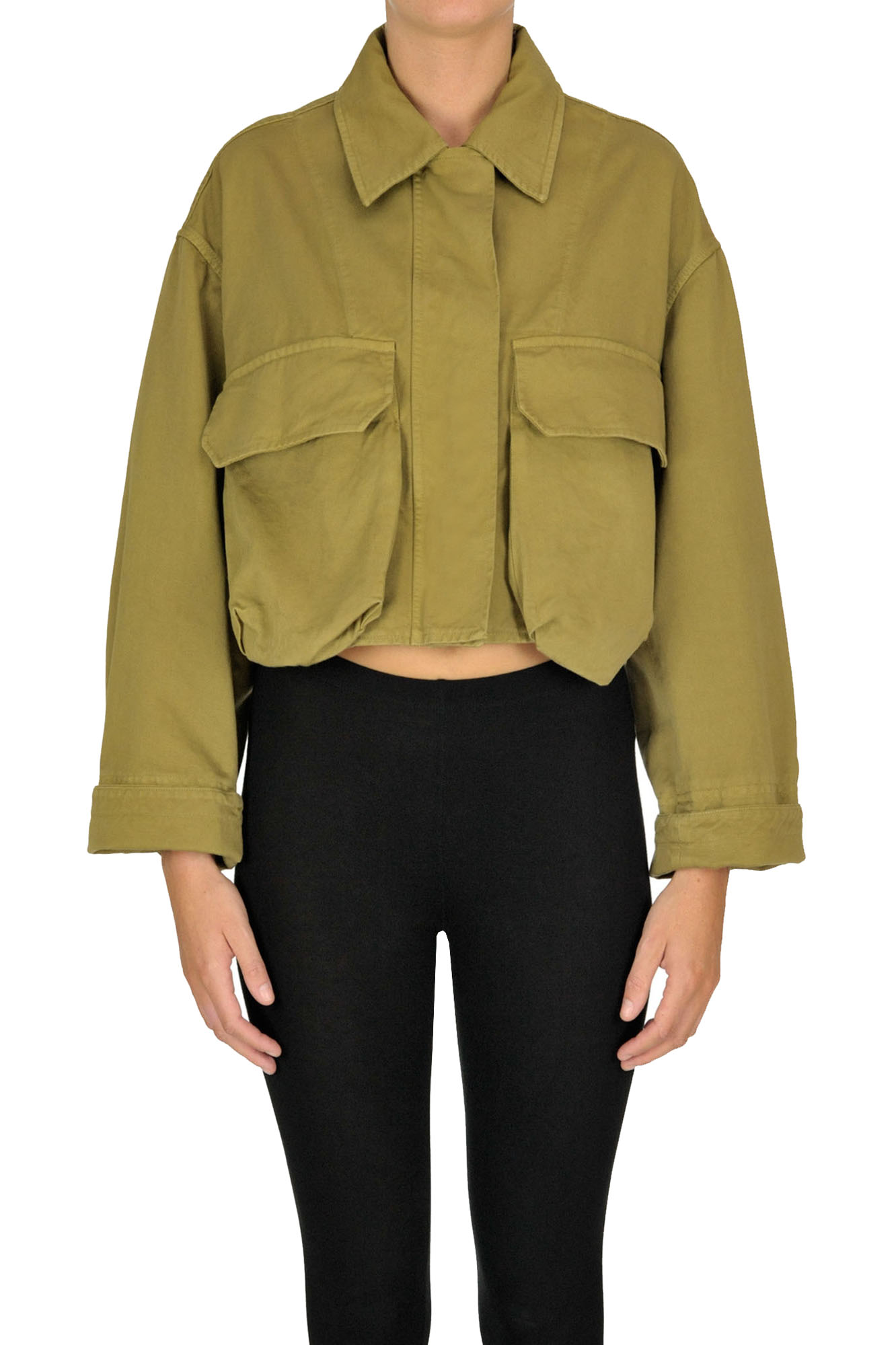 olive green crop jacket