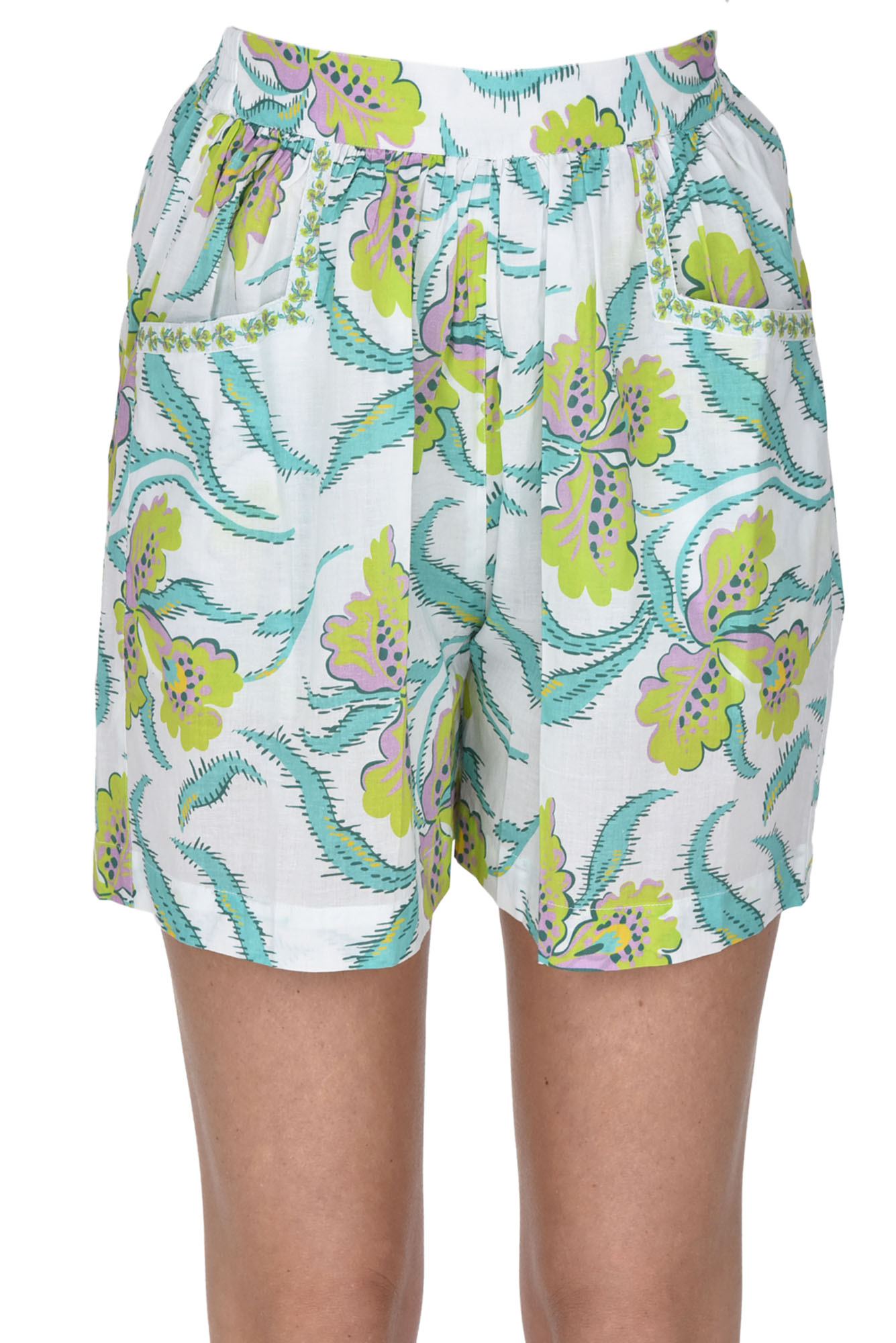 Nimo With Love Printed Cotto Shorts In Multicoloured