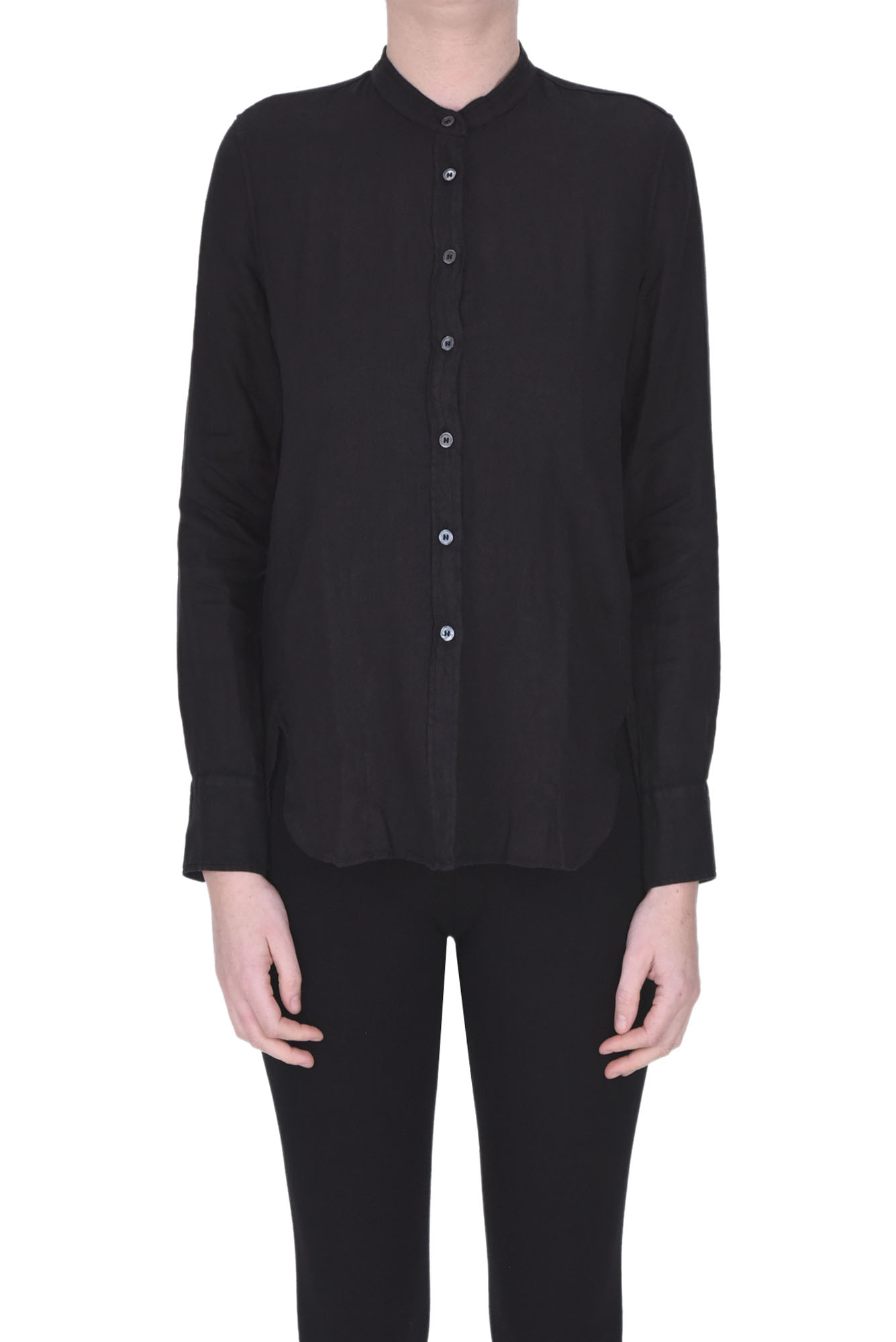Shop Caliban Linen Shirt In Black