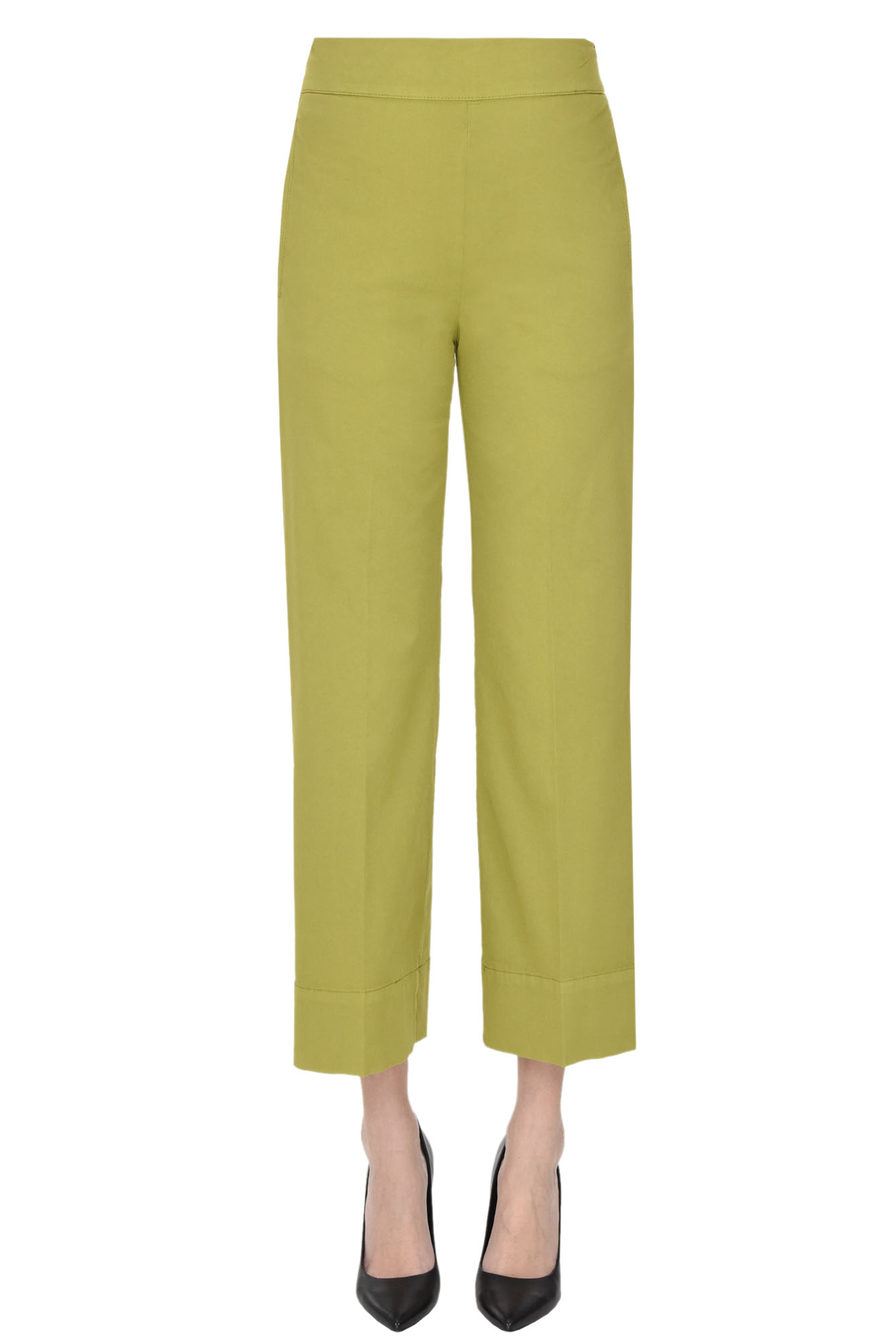 Shop Cigala's Cropped Trousers In Olive Green