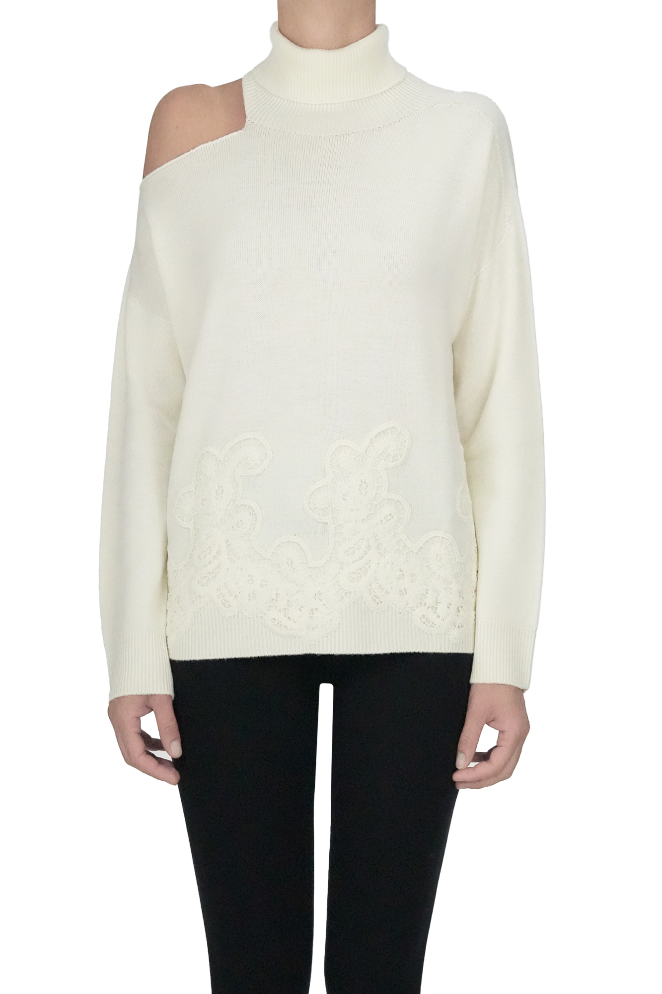 Ermanno Firenze By Ermanno Scer Turtleneck Boxy Pullover In White