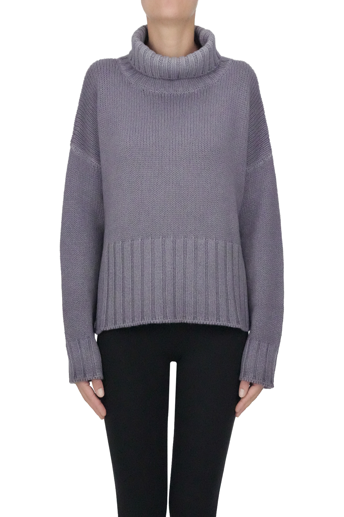 Base Milano Turtleneck Pullover In Purple