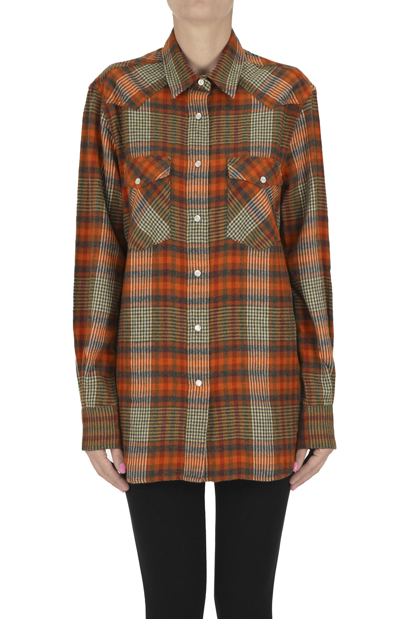 Aspesi Checked Print Flannel Shirt In Multi