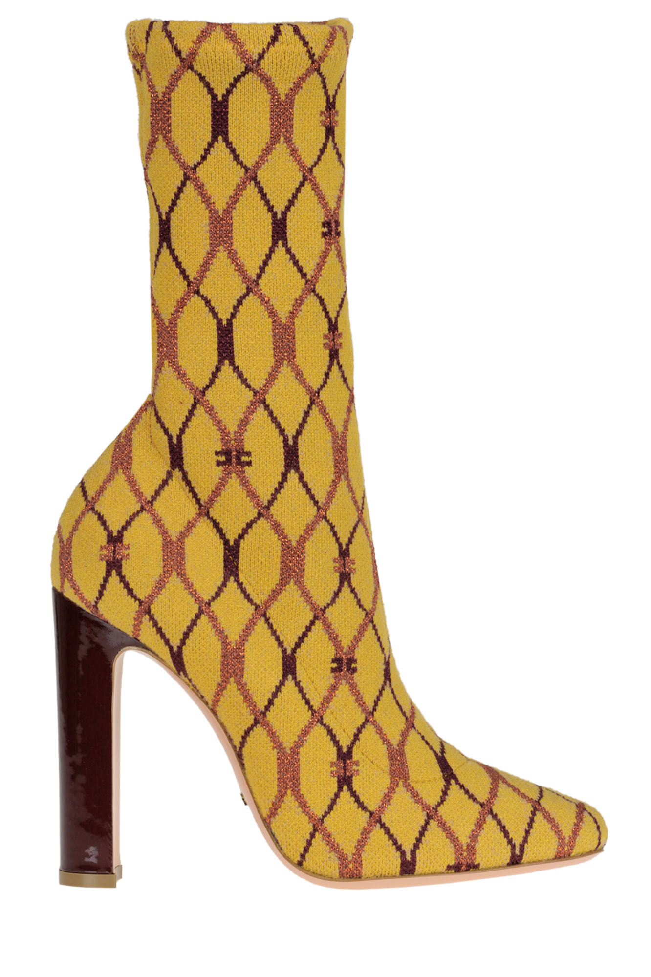 Elisabetta Franchi Sock Ankle Boots In Mustard