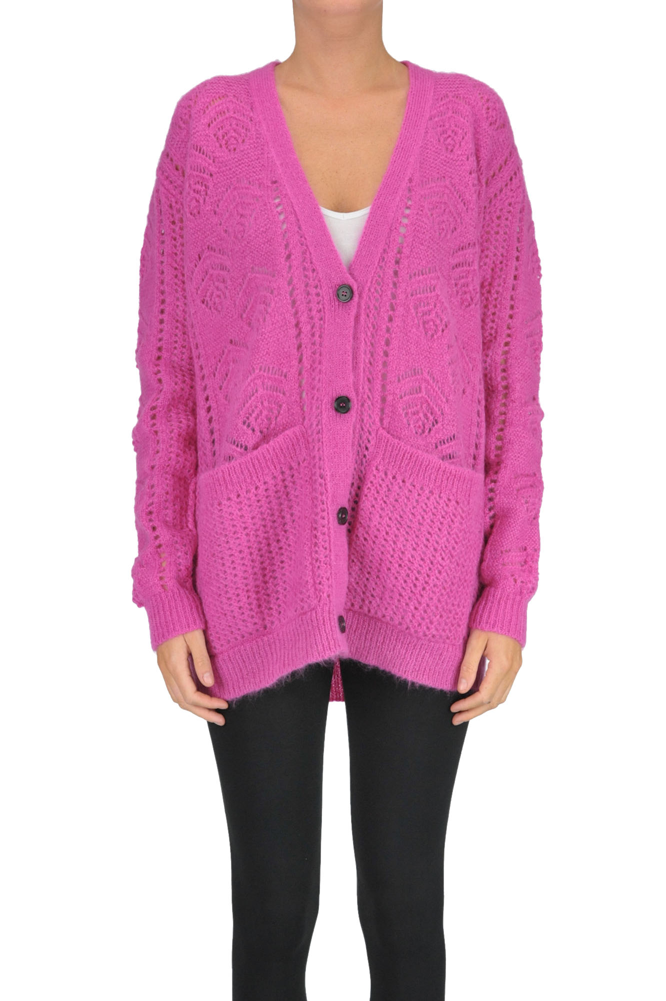 Rochas Mohair-blend Cardigan In Fuxia