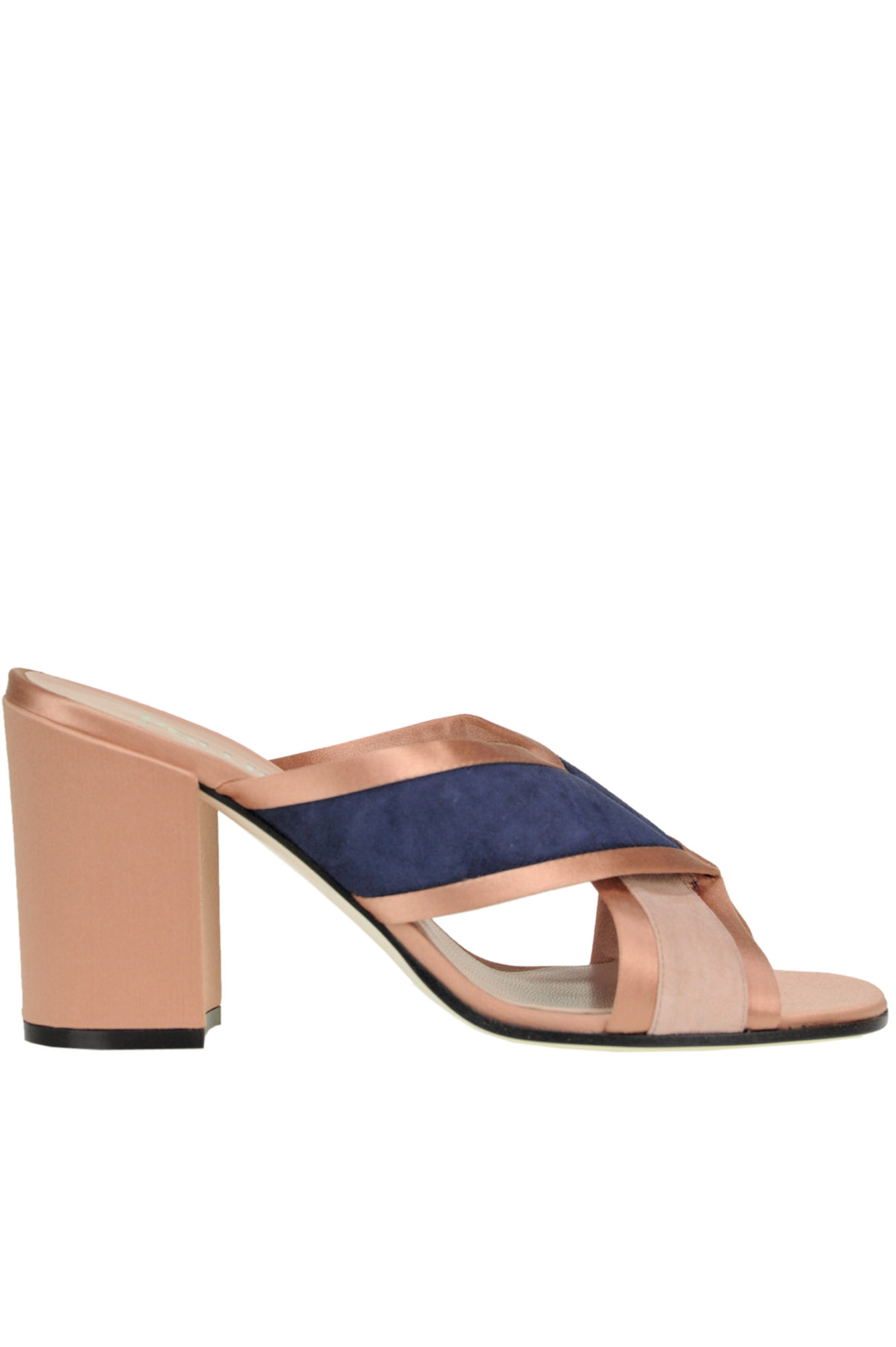 POLLINI SATIN AND SUEDE SANDALS