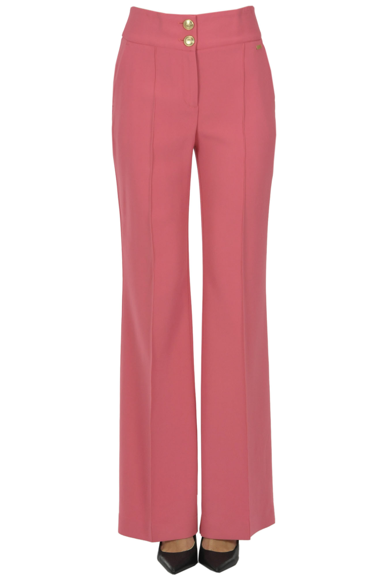 Nenette Wide Leg Crepè Trousers In Dark Pink