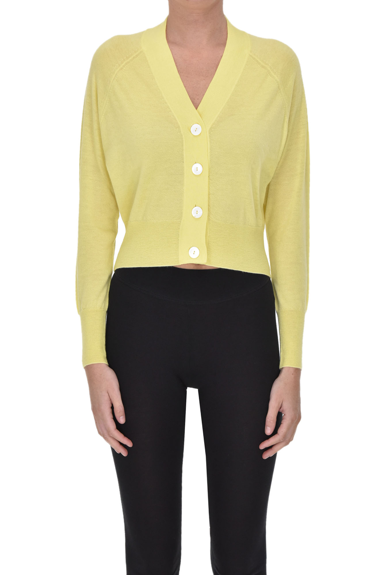 Cropped extrafine cashmere cardigan