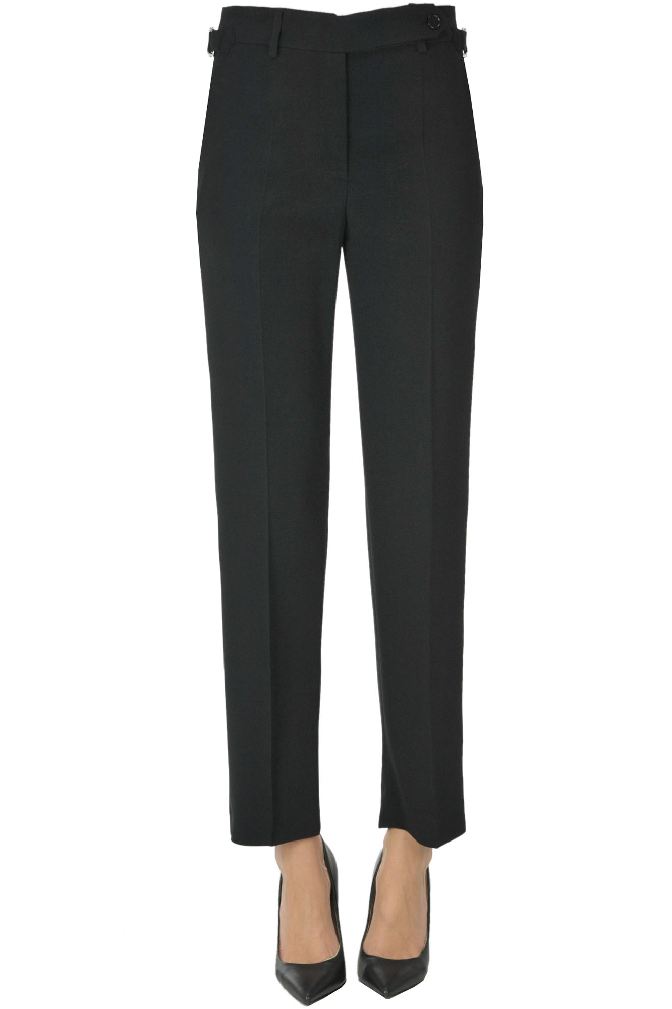 Shop Red Valentino Cigarette Trousers In Black