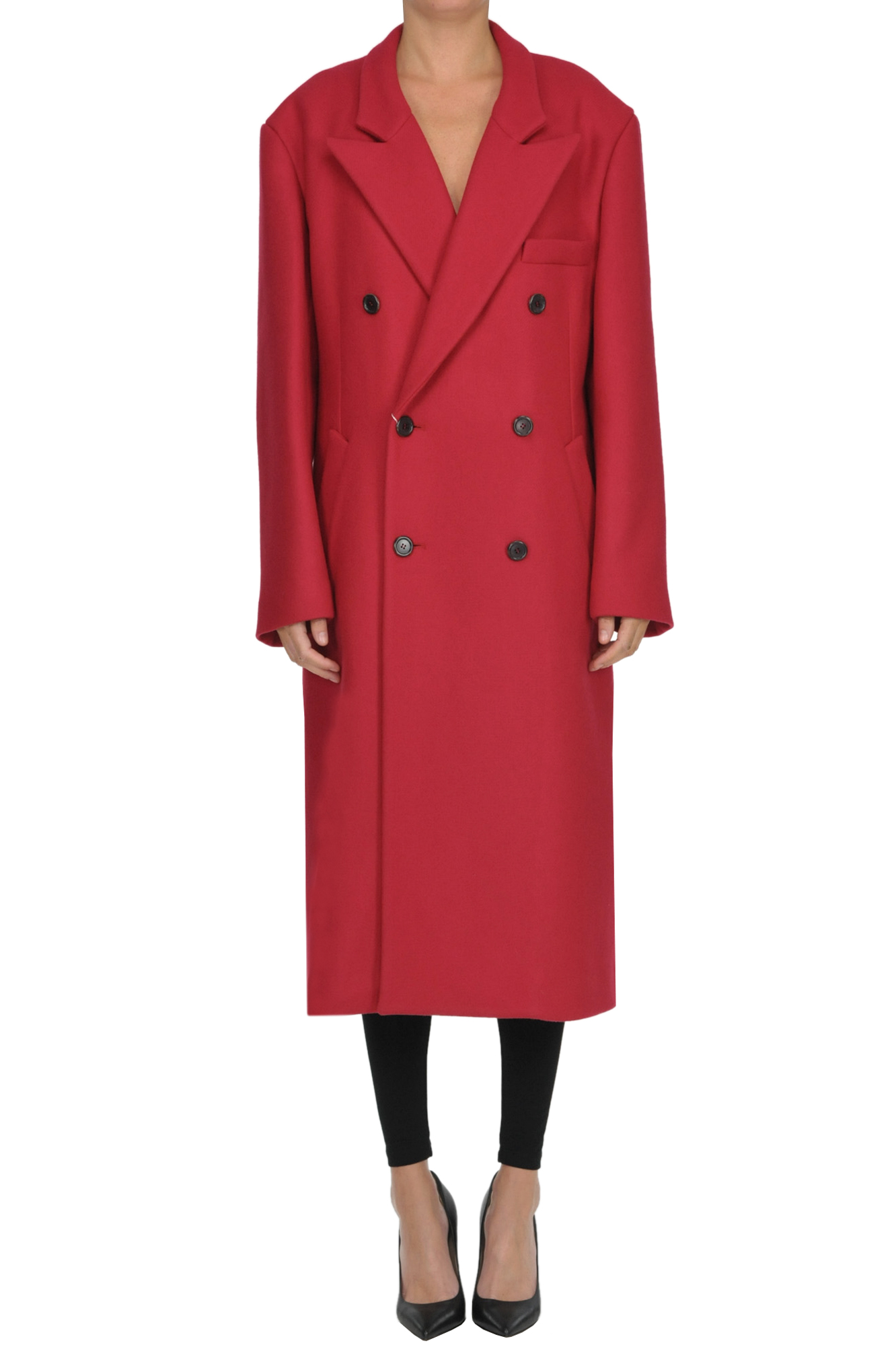 Maison Margiela Oversized Double Breasted Coat In Red