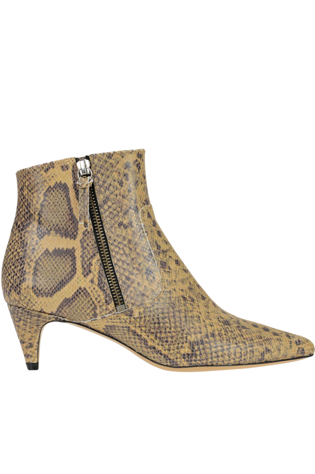 Isabel Marant Reptile Print Leather Ankle Boots In Beige