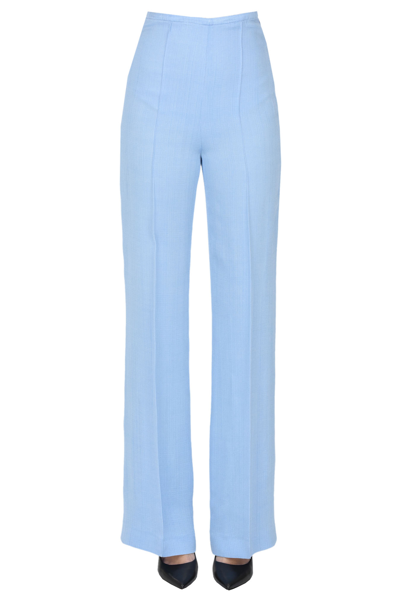 Rohe Pressed-crease Wide-leg Trousers In Light Blue