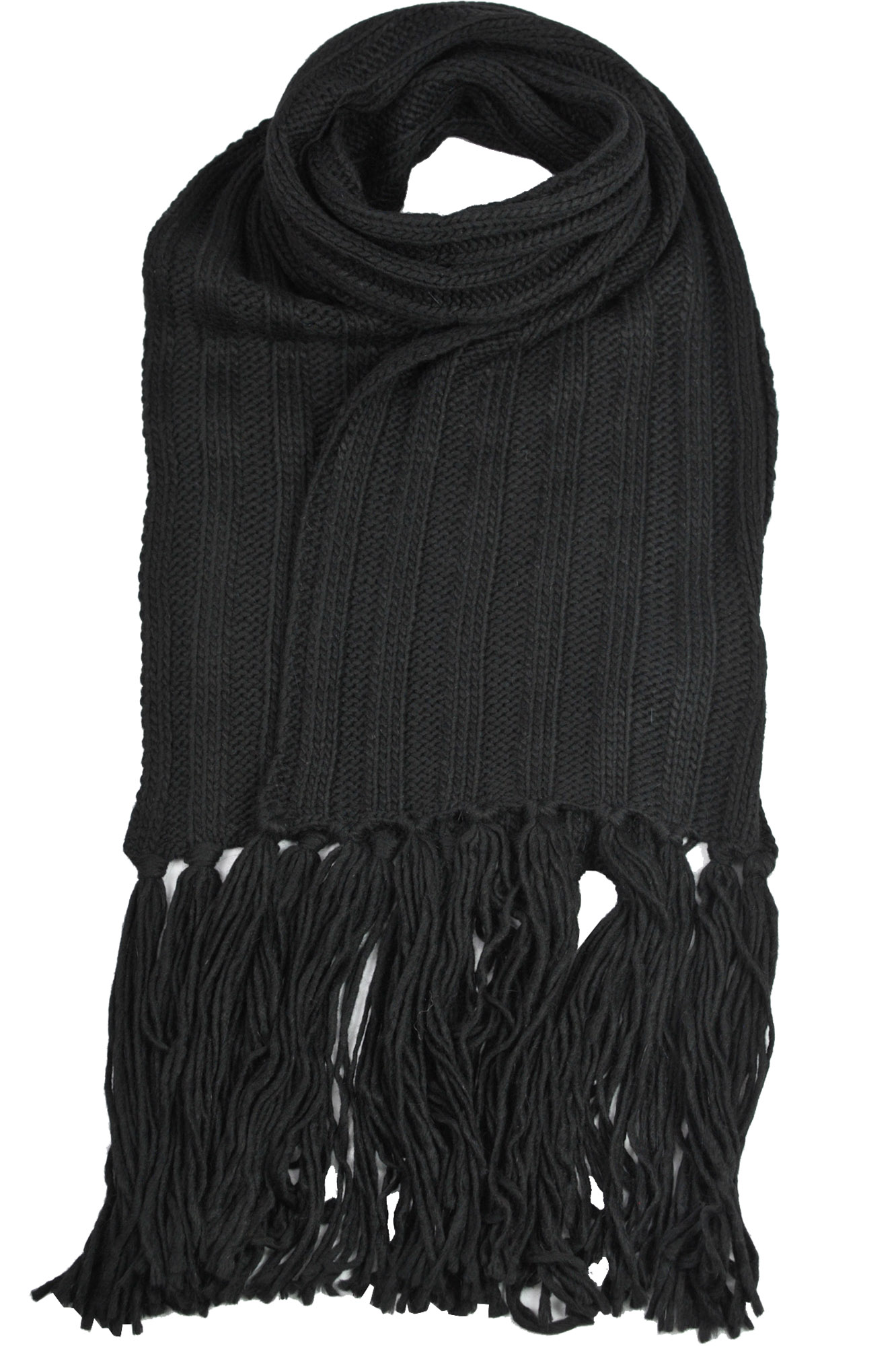 Gotha Ribbed Knit Scarf In Black